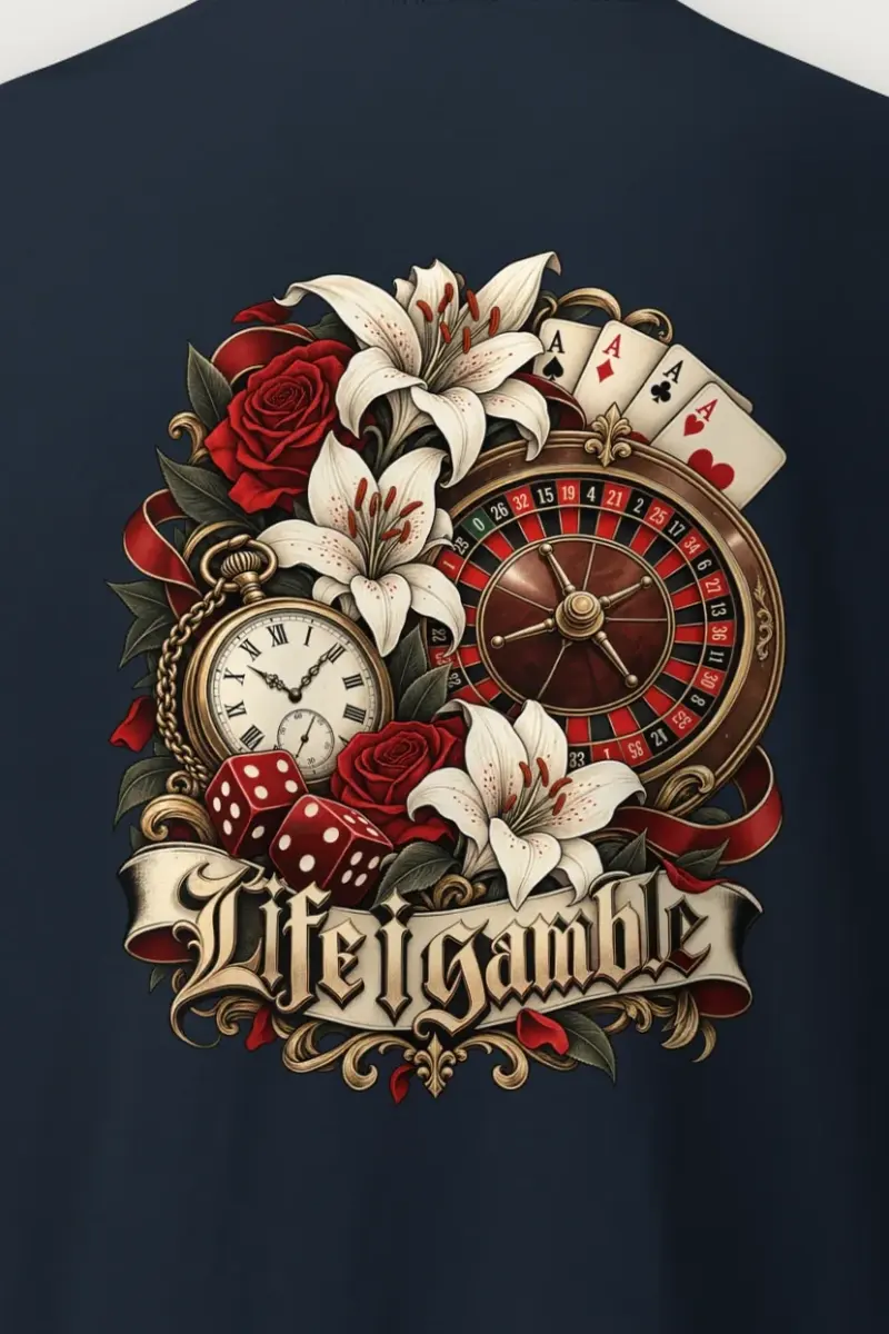 "Life Gamble" Heavyweight Unisex Crewneck T-shirt