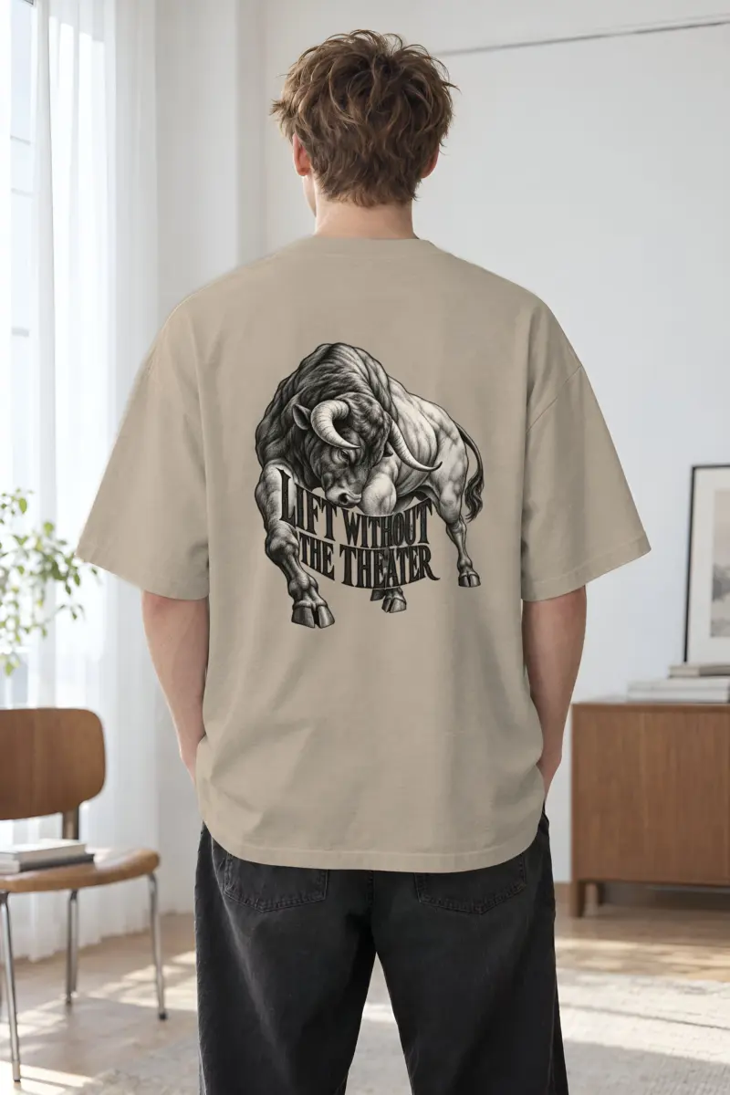 "Lift Without the Theater" Unisex Oversized Heavyweight Crewneck T-Shirt