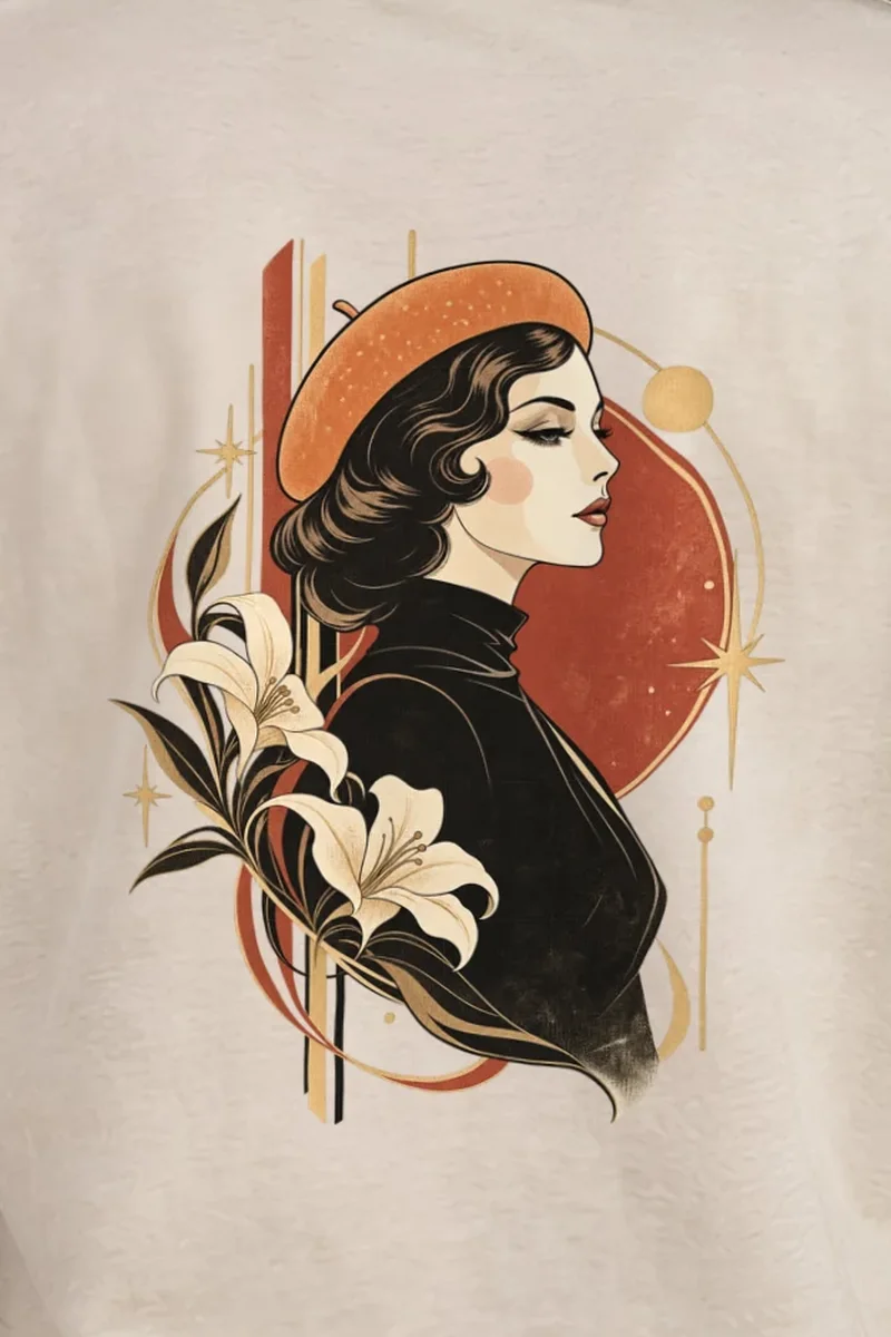 "Lily Beret Muse" Heavyweight Unisex Crewneck T-shirt