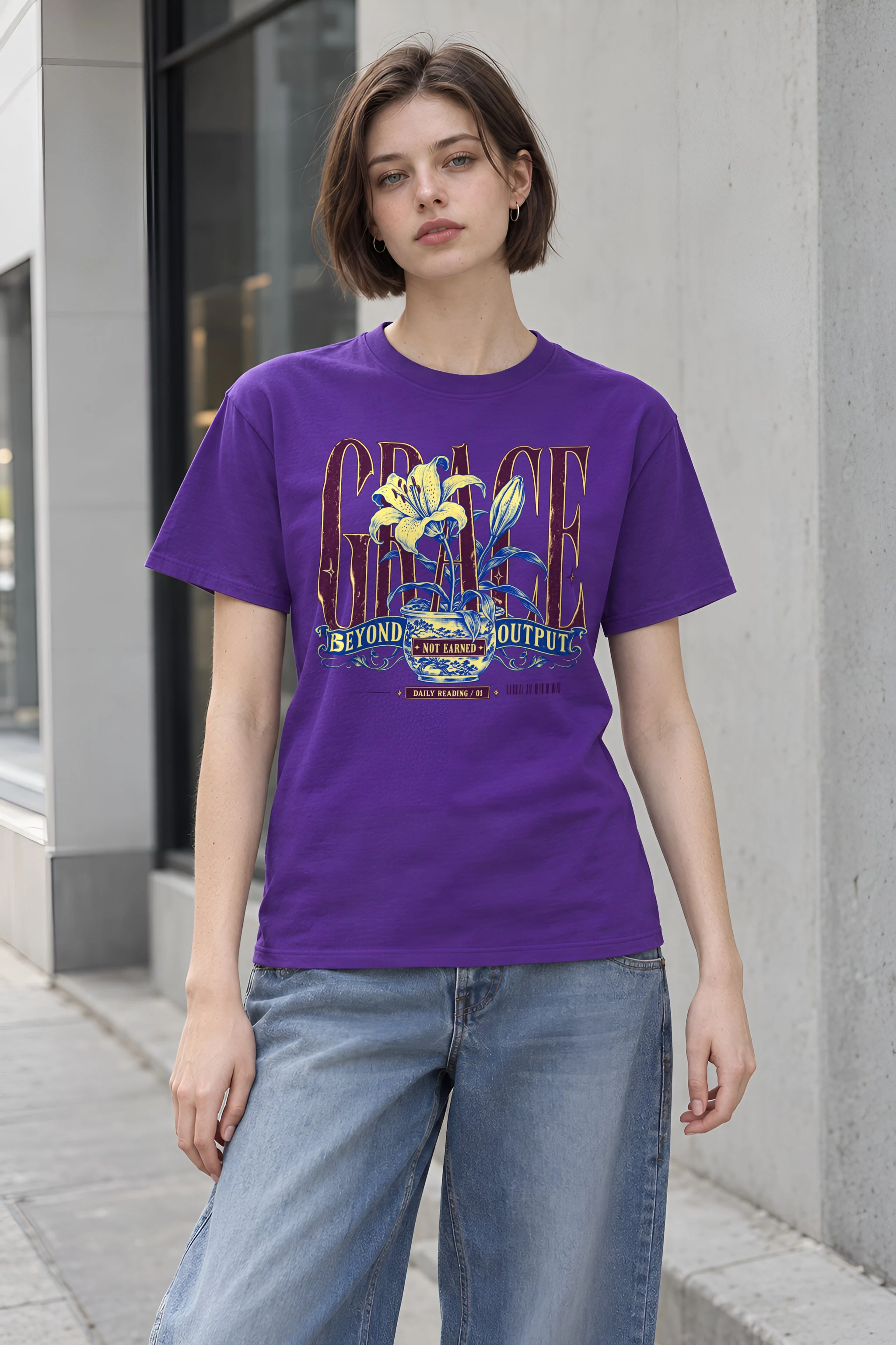 "Lily Pot Grace Banner" Heavyweight Unisex Crewneck T-shirt