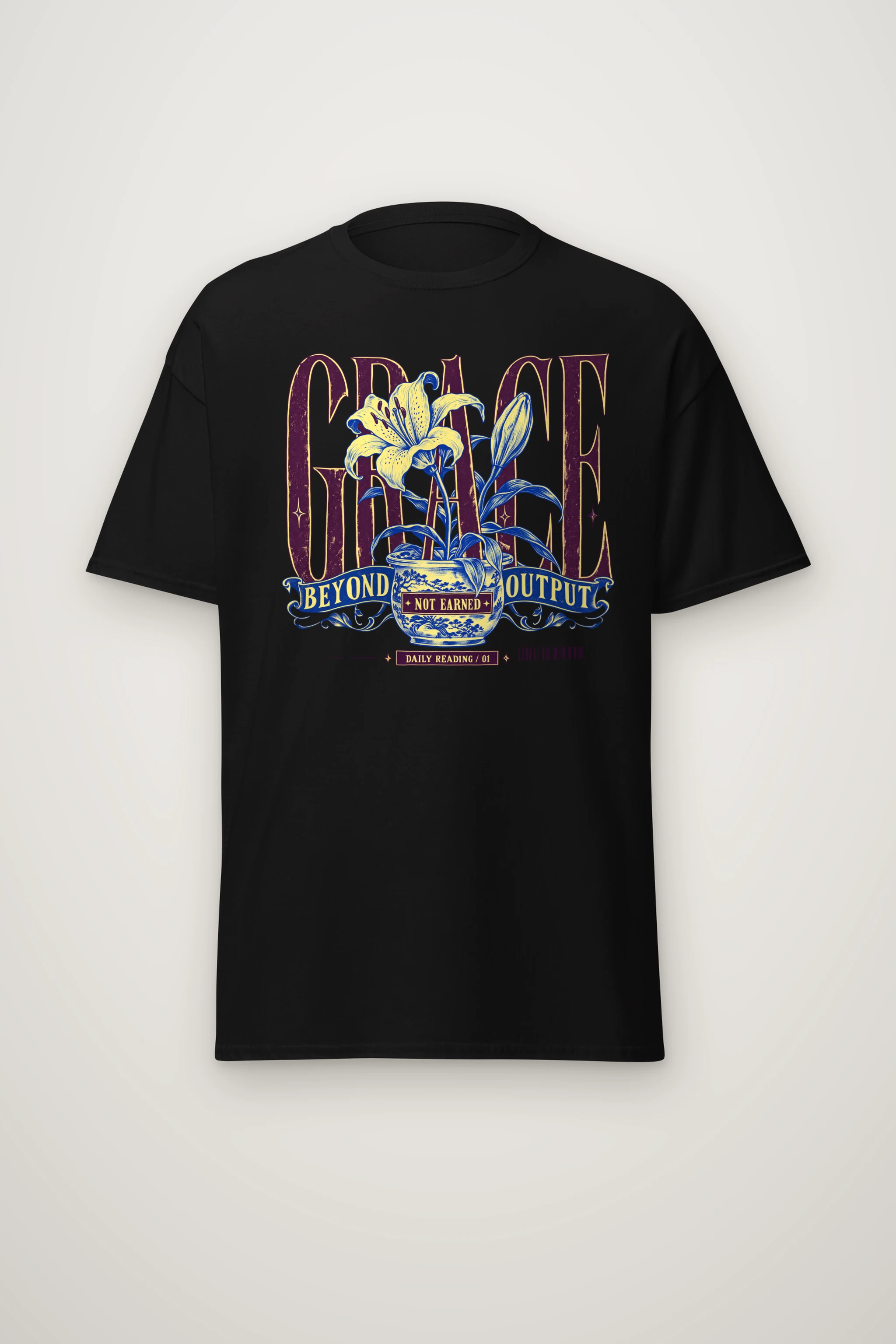"Lily Pot Grace Banner" Heavyweight Unisex Crewneck T-shirt