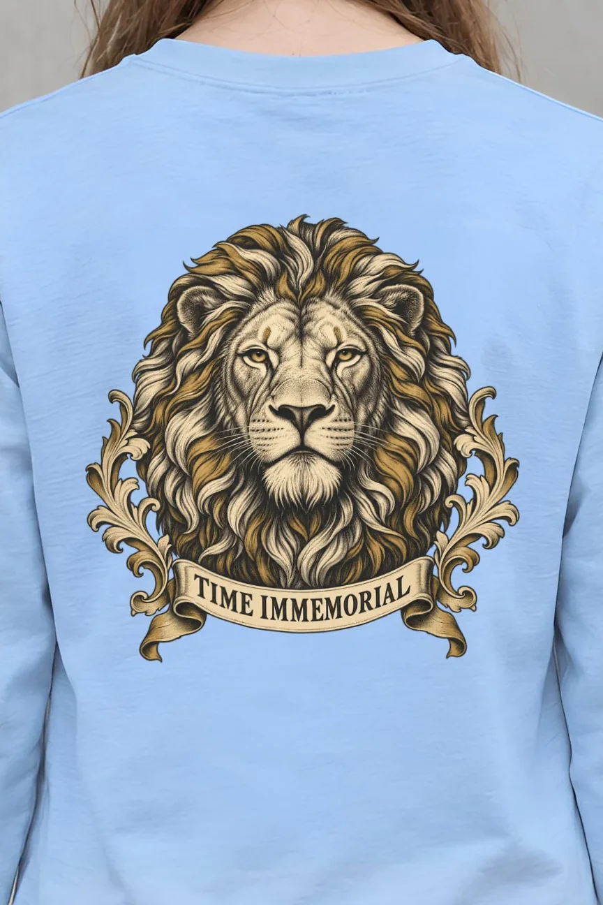 "Lion of Quiet Authority" Unisex Longsleeve T-shirt - the graphic up close