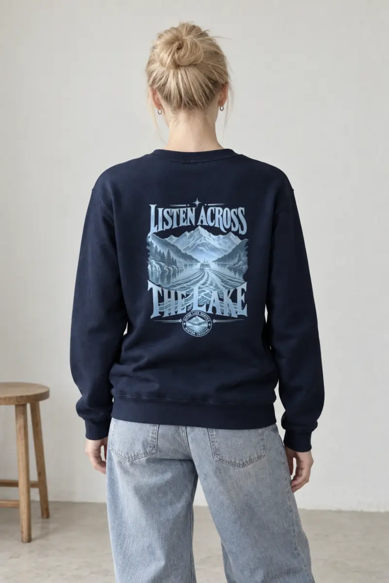 "Listen Across The Lake" Heavy Blend Unisex Crewneck Sweatshirt