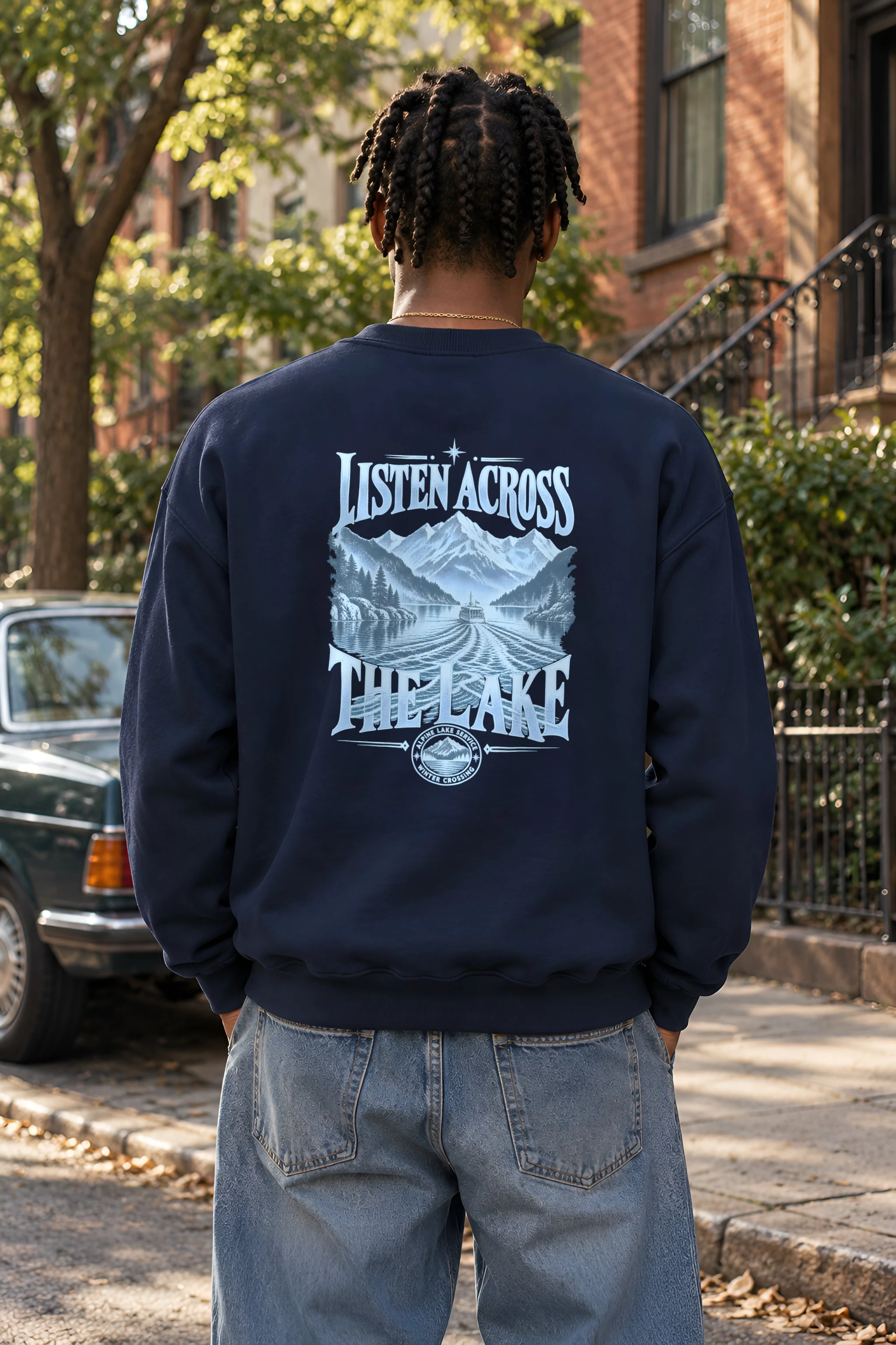 "Listen Across The Lake" Heavy Blend Unisex Crewneck Sweatshirt