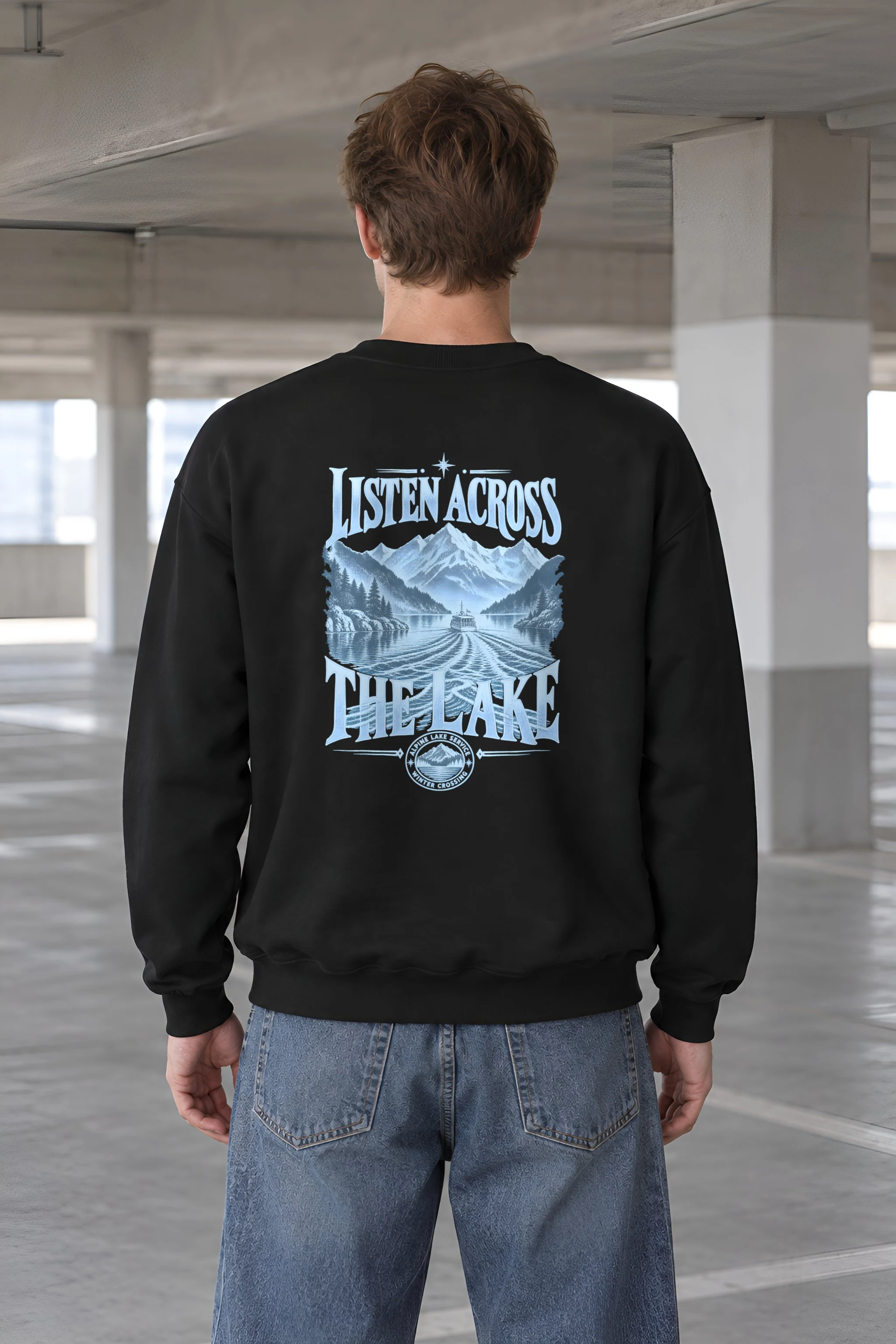"Listen Across The Lake" Heavy Blend Unisex Crewneck Sweatshirt
