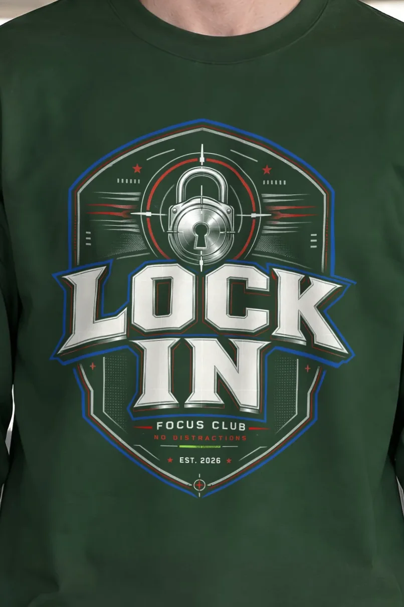 "Lock In Focus Club" Unisex Longsleeve T-shirt - the graphic up close