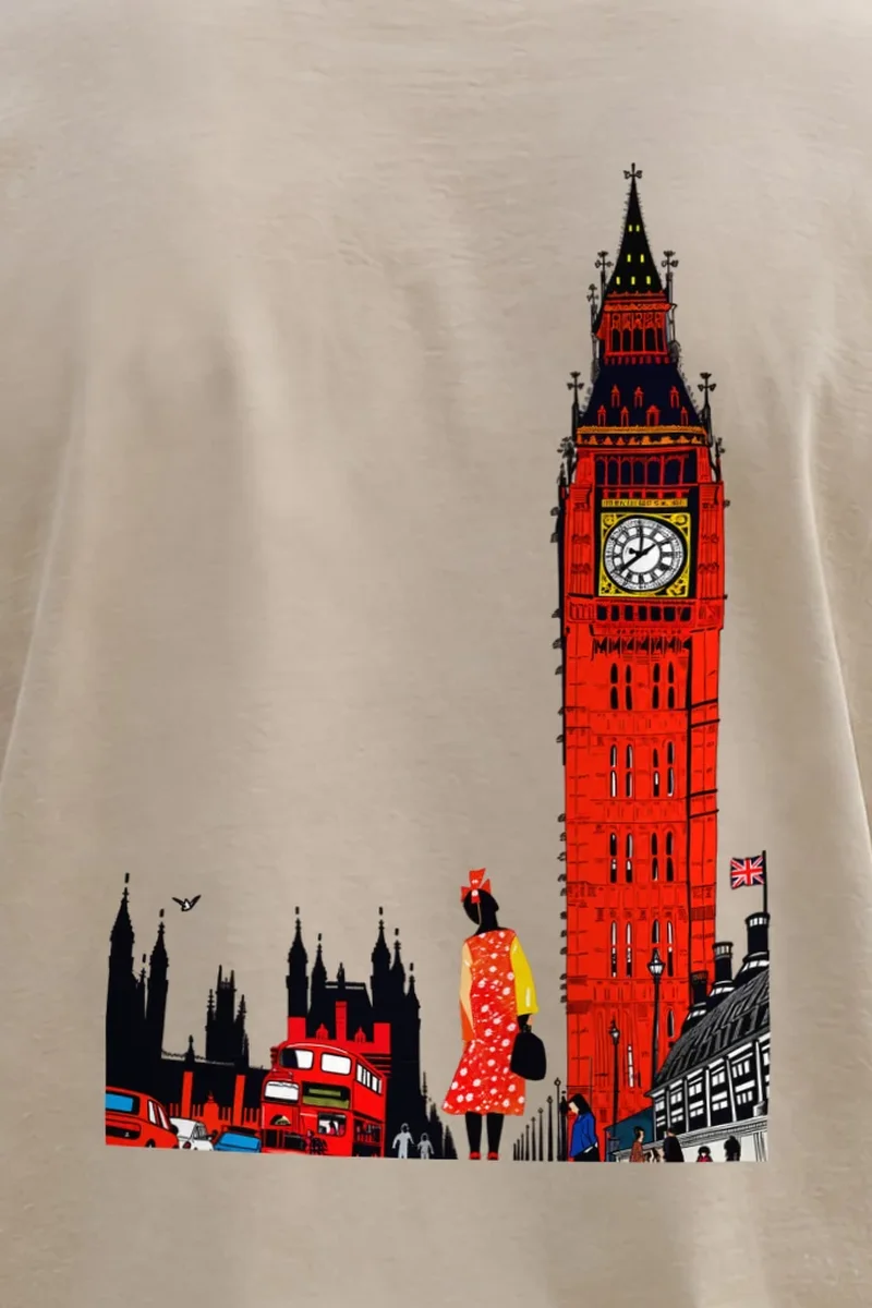 "London Transit Retro" Unisex Longsleeve T-shirt - the graphic up close