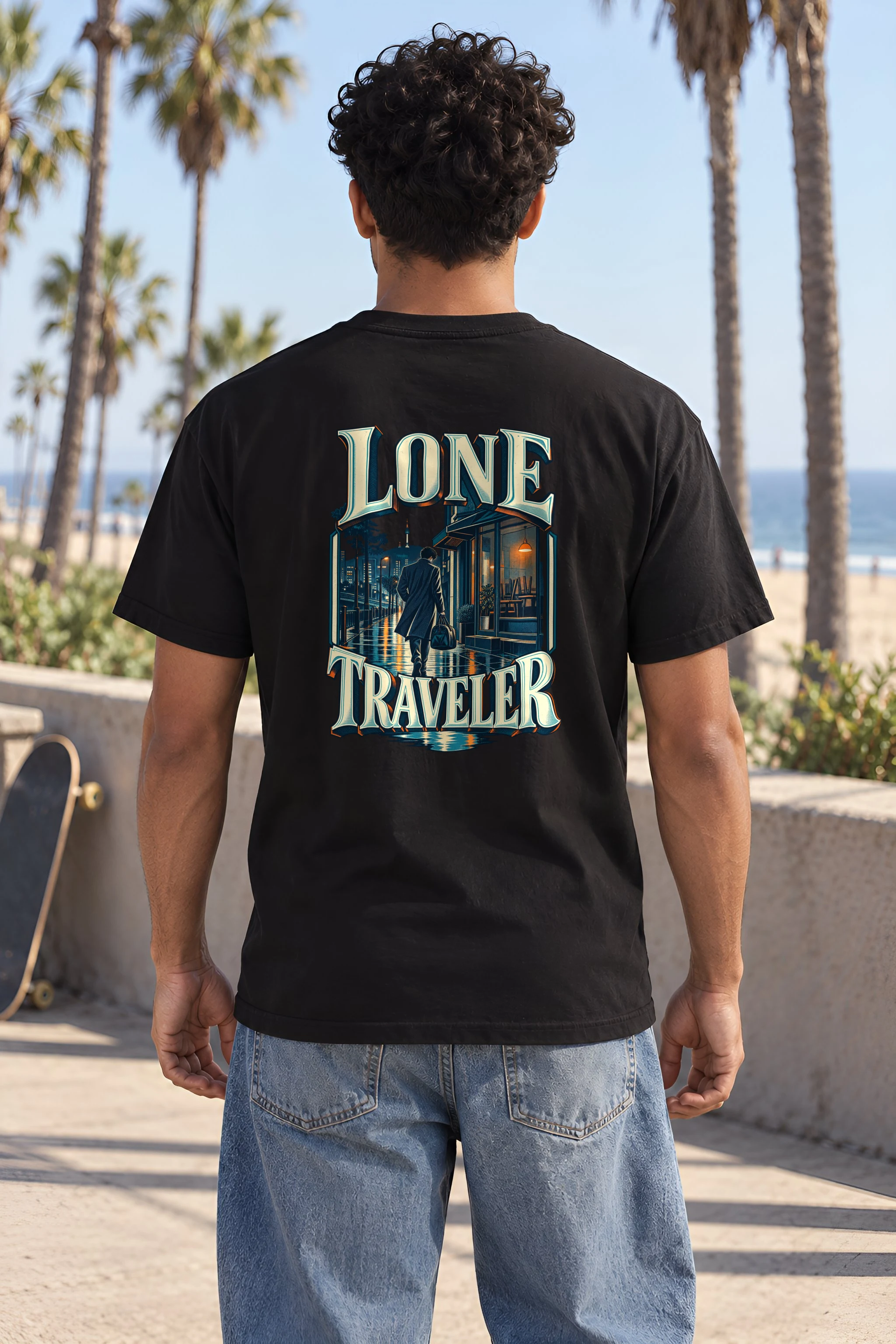 "Lone Traveler" Heavyweight Unisex Crewneck T-shirt