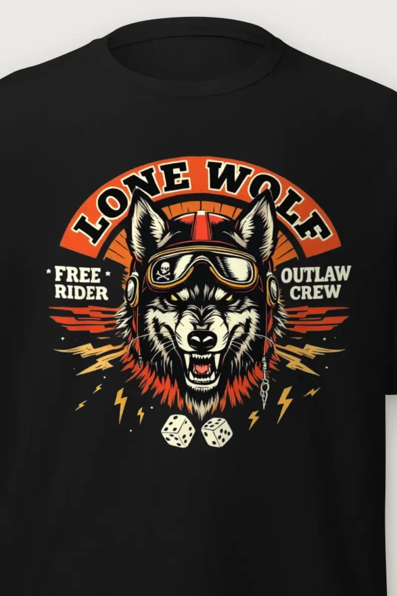 "Lone Wolf Rider" Heavyweight Unisex Crewneck T-shirt