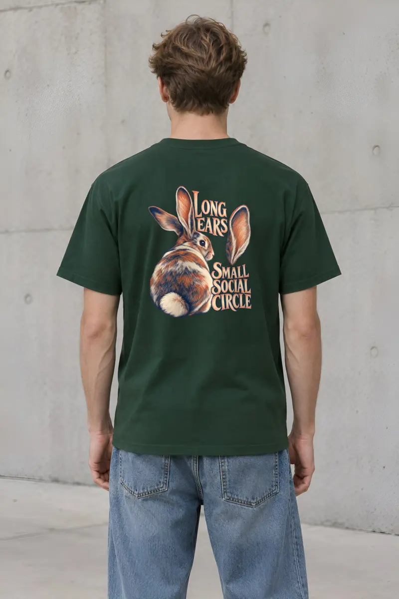 “Long Ears Small Social Circle” Heavyweight Unisex Crewneck T-shirt