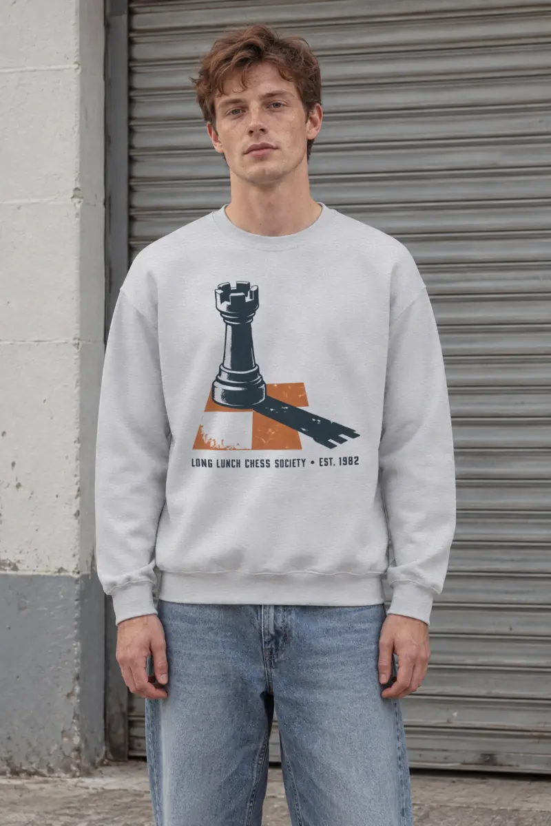 "Long Lunch Chess Society" Heavy Blend Unisex Crewneck Sweatshirt