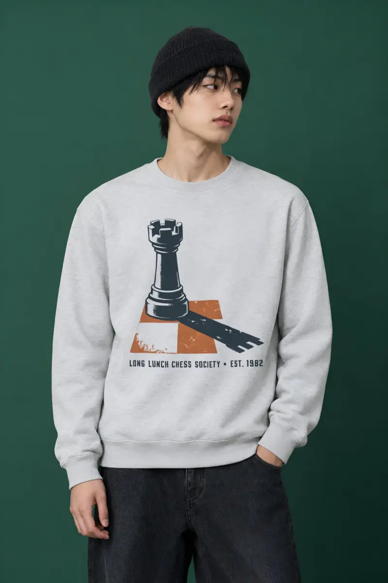 "Long Lunch Chess Society" Heavy Blend Unisex Crewneck Sweatshirt