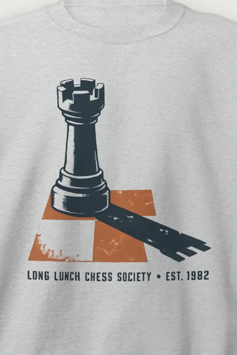 "Long Lunch Chess Society" Heavy Blend Unisex Crewneck Sweatshirt - the graphic up close