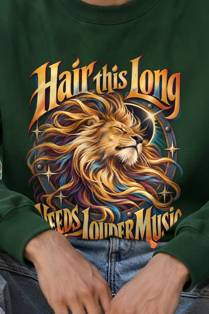 "Long Mane Lion" 1 Crewneck Sweatshirt - the graphic up close