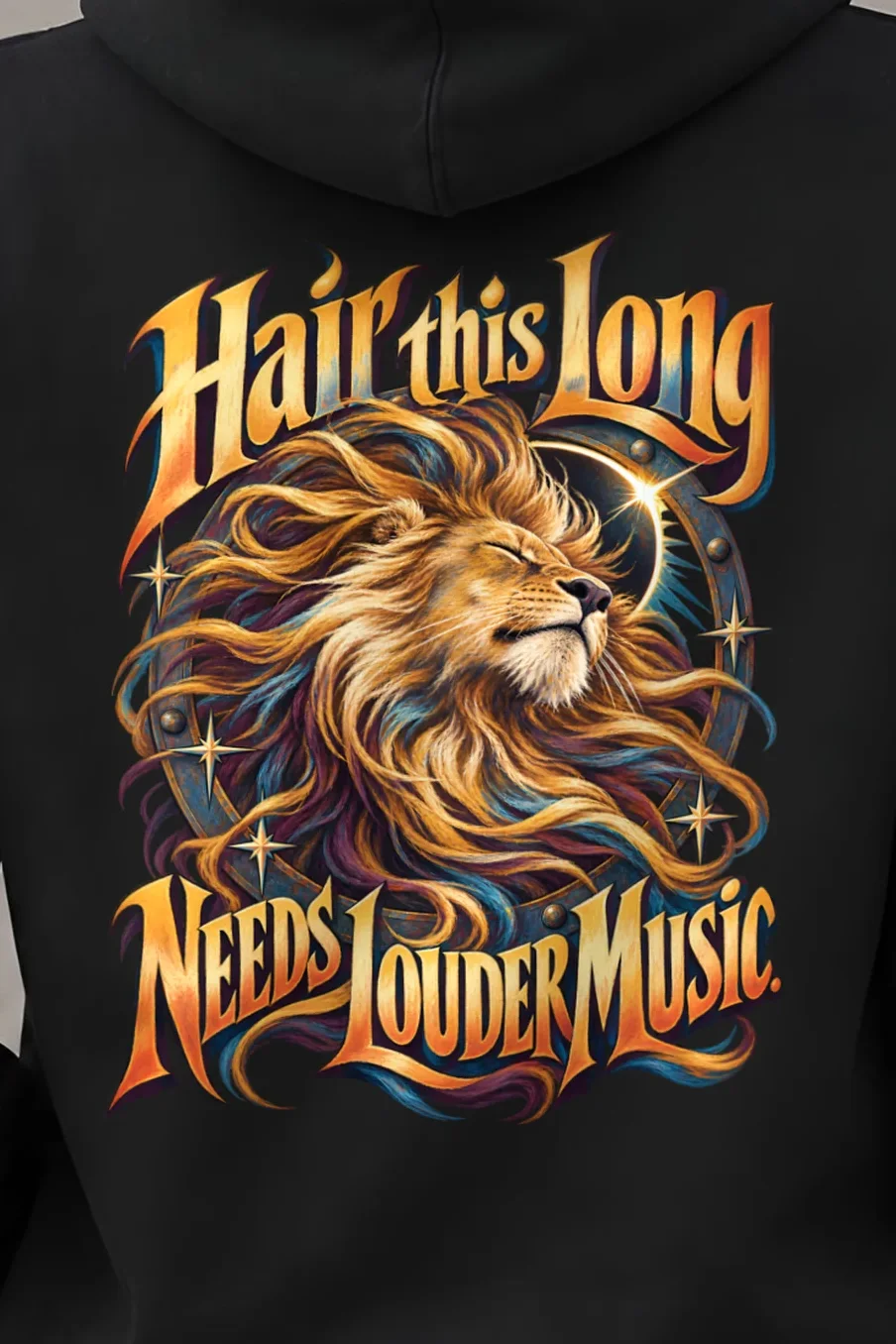 "Long Mane Lion" Heavy Blend Unisex Pullover Hoodie - the graphic up close