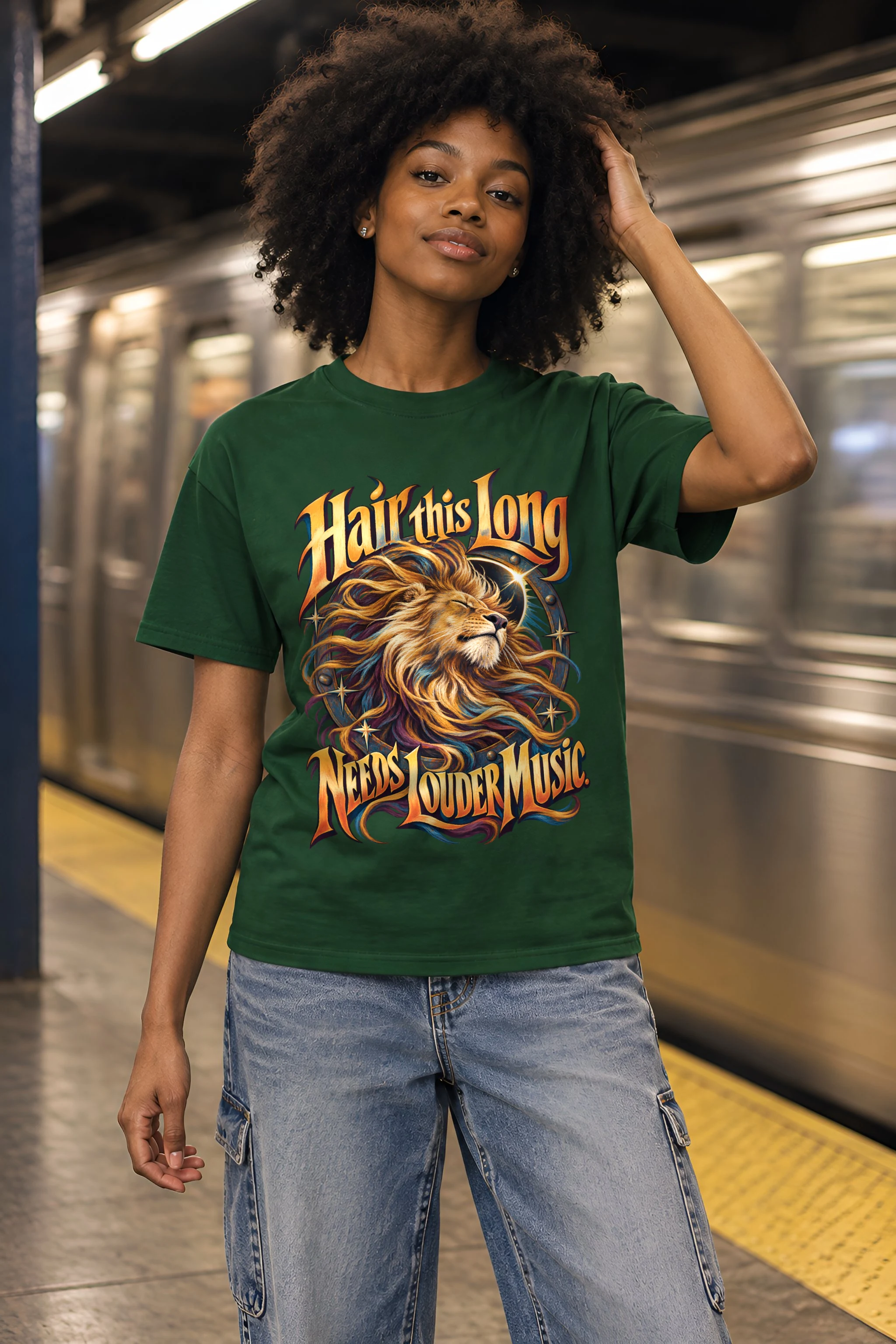 "Long Mane Lion" Heavyweight Unisex Crewneck T-shirt