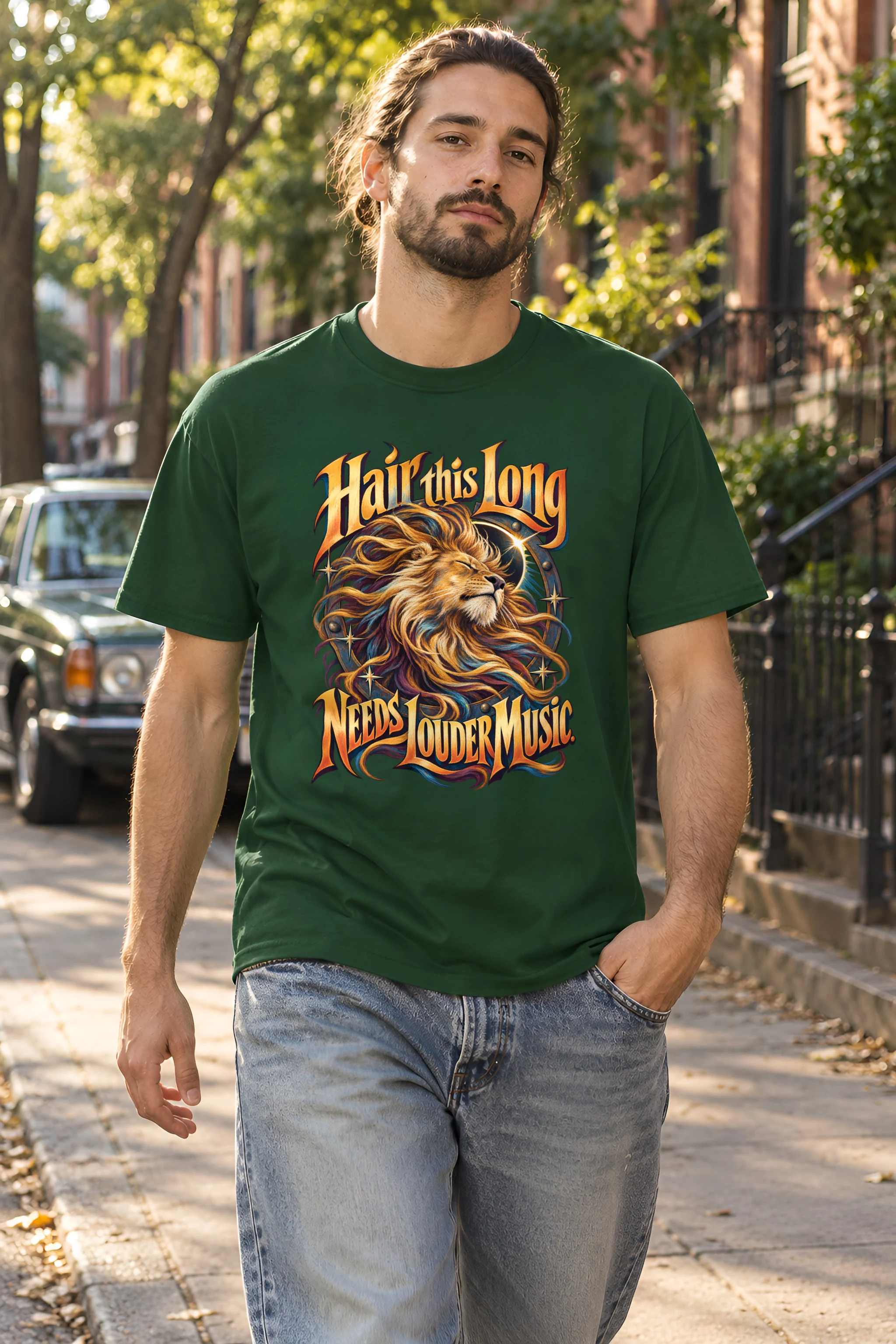 "Long Mane Lion" Heavyweight Unisex Crewneck T-shirt