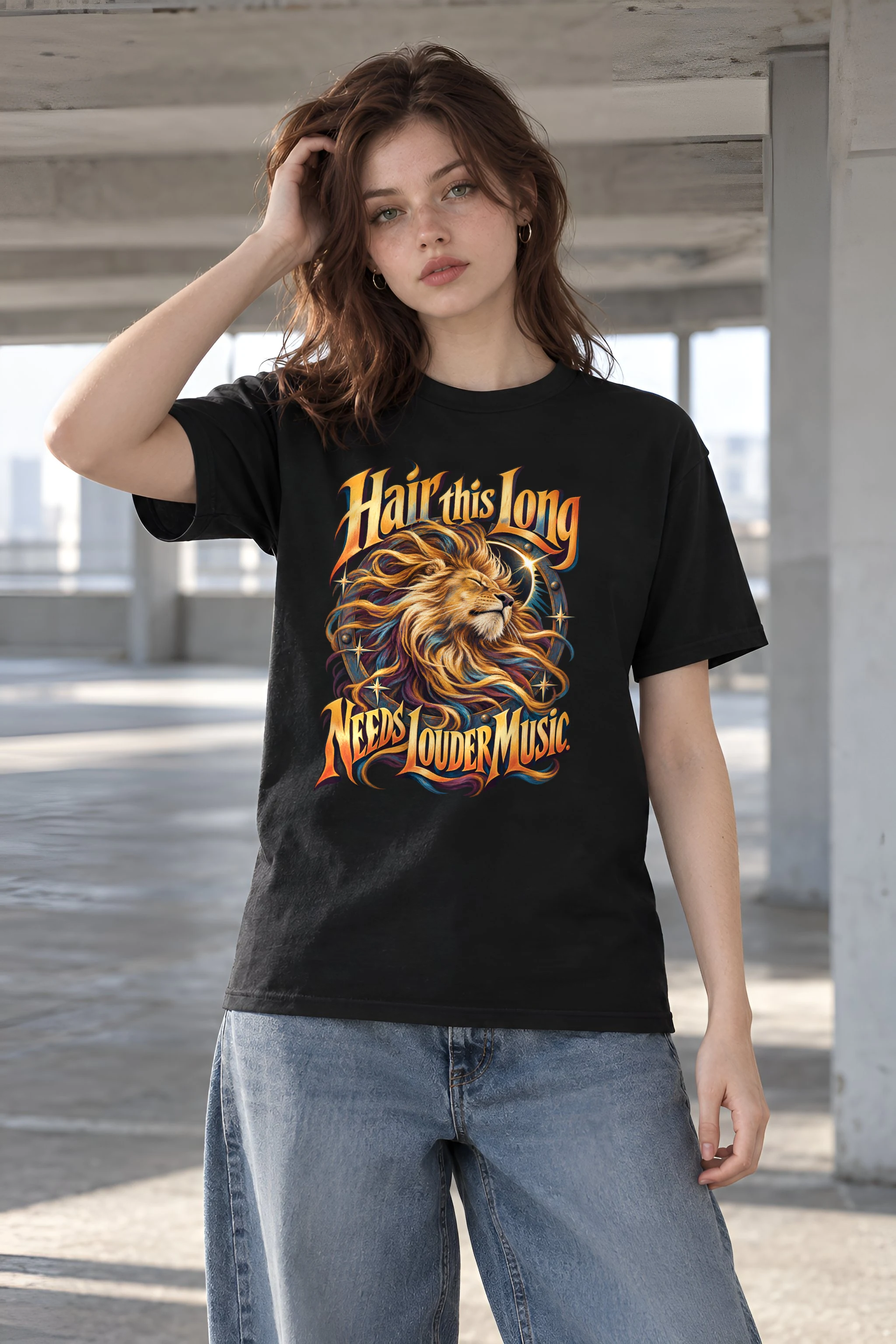 "Long Mane Lion" Heavyweight Unisex Crewneck T-shirt