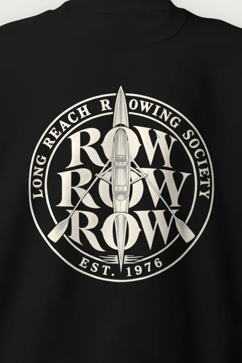 "Long Reach Rowing Society" Heavy Blend Unisex Crewneck Sweatshirt - the graphic up close