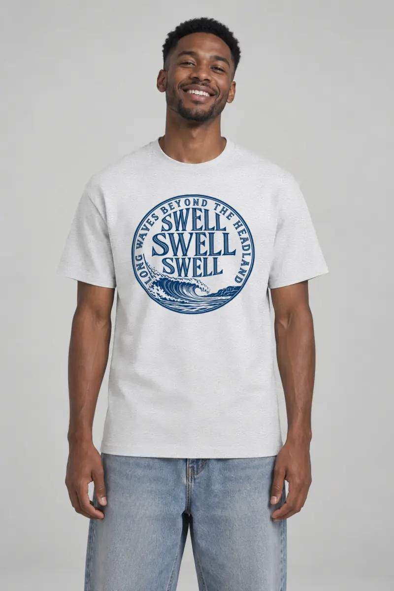 "LONG WAVES BEYOND THE HEADLAND" Heavyweight Unisex Crewneck T-shirt