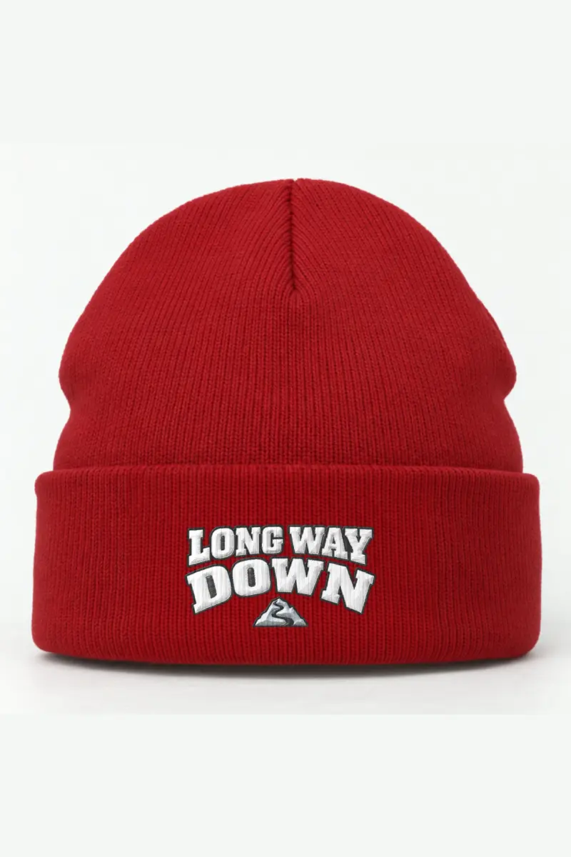 "Long Way Down" Cuffed Beanie · Embroidered