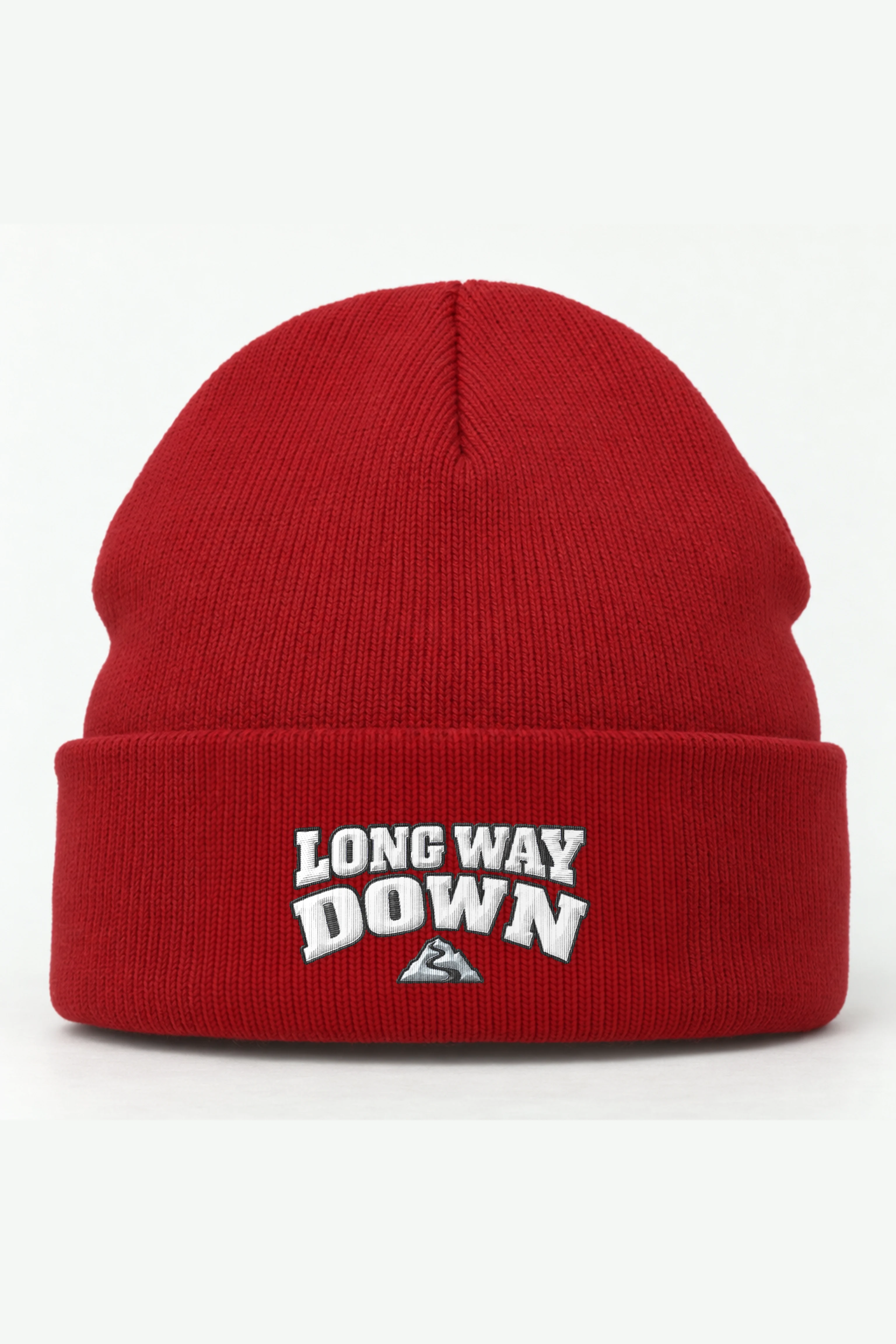 "Long Way Down" Cuffed Beanie · Embroidered