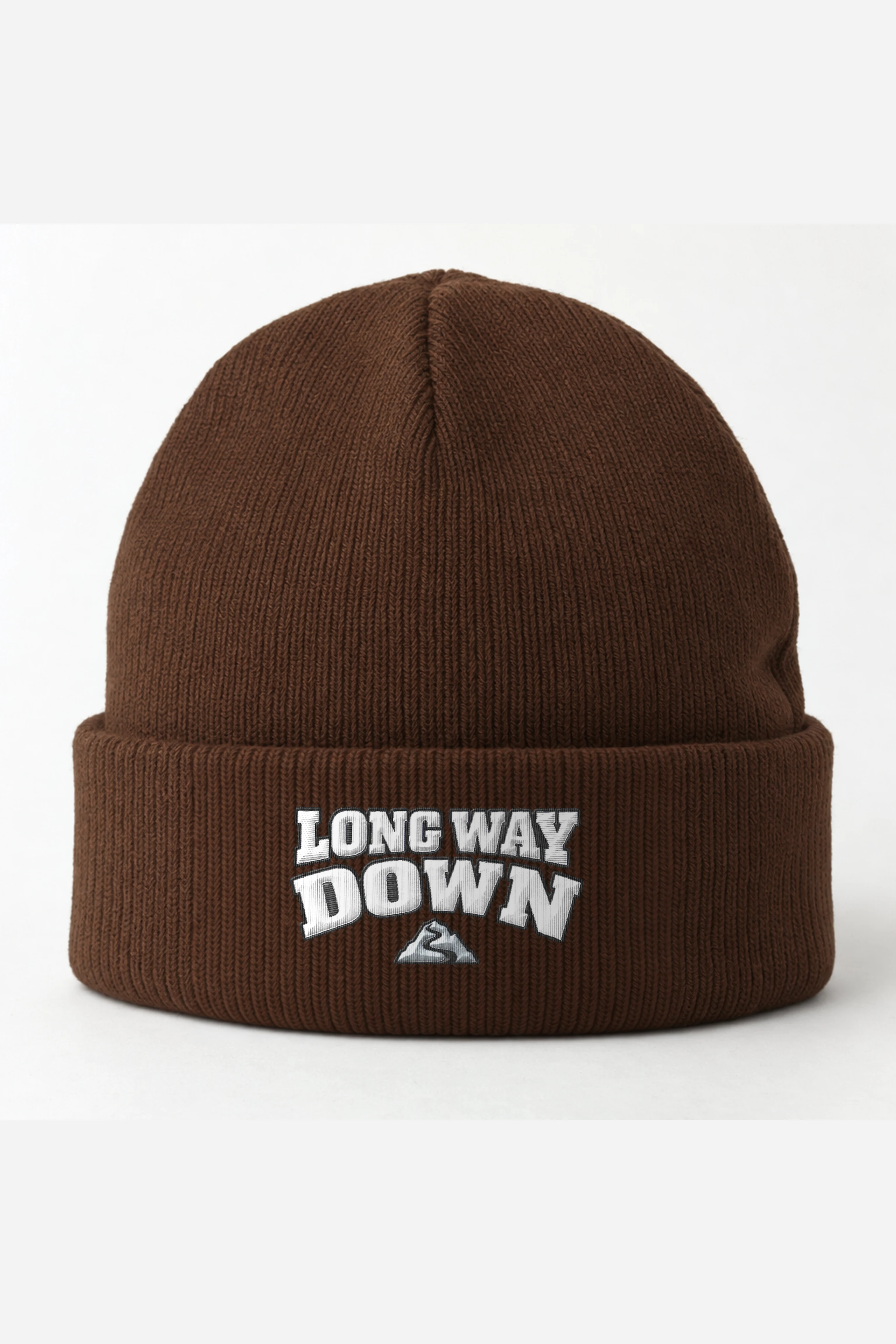 "Long Way Down" Cuffed Beanie · Embroidered