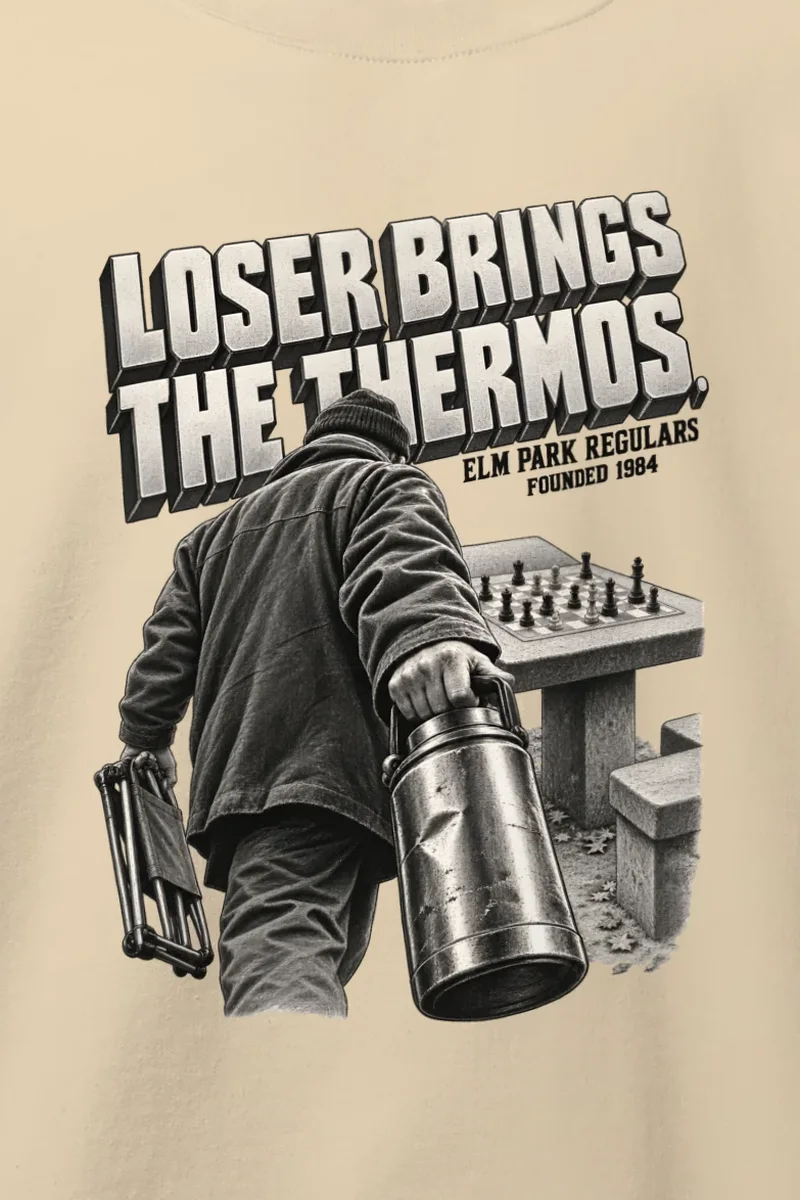 "Loser Brings The Thermos" Heavy Blend Unisex Crewneck Sweatshirt - the graphic up close