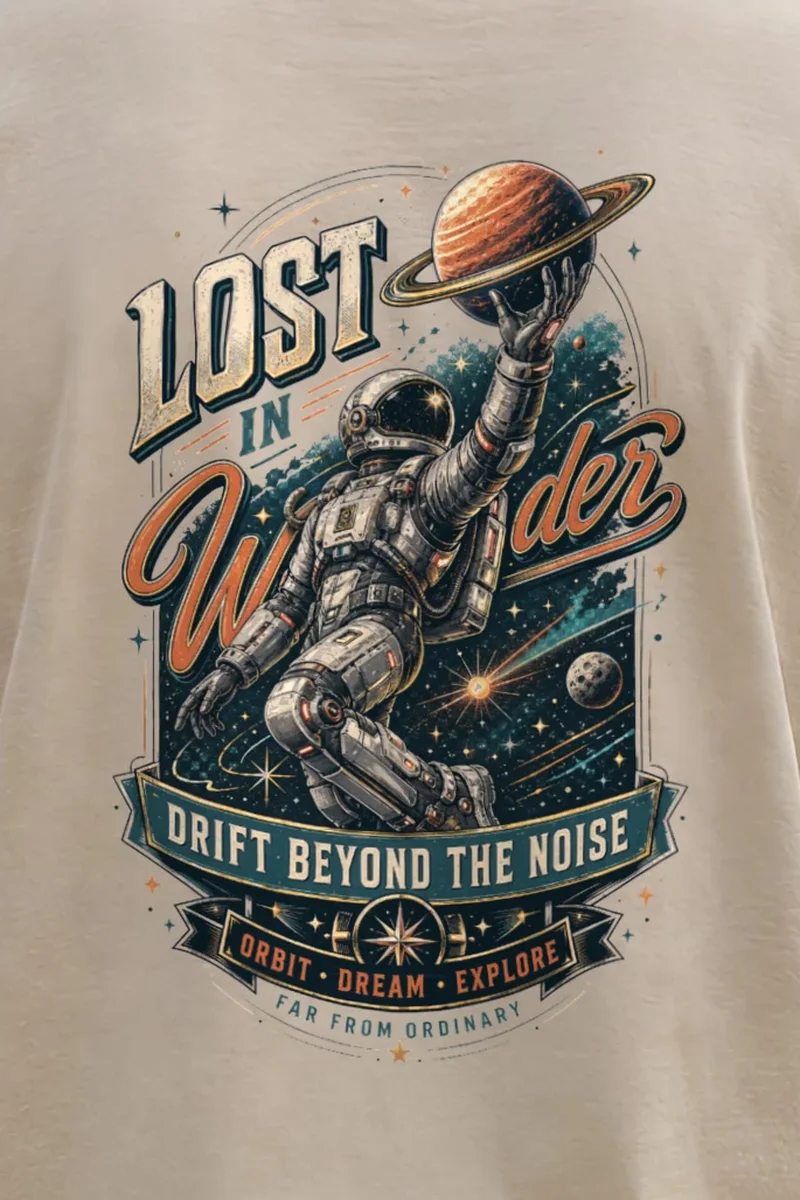 "Lost In Wonder" Unisex Longsleeve T-shirt - the graphic up close