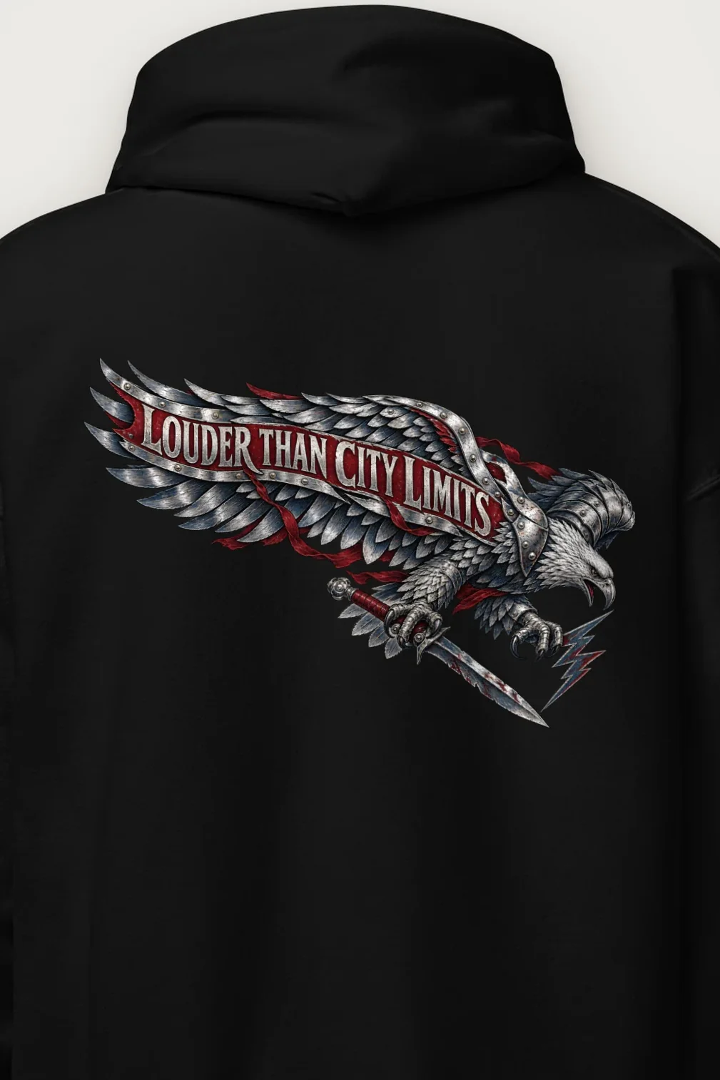 "Louder Than City Limits" Heavy Blend Unisex Pullover Hoodie - the graphic up close