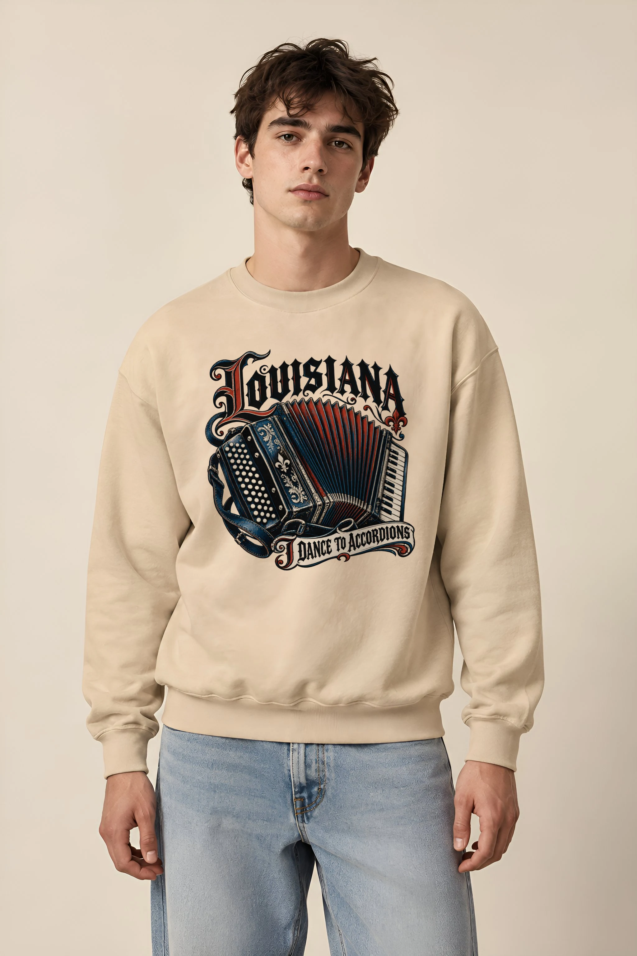 "Louisiana I Dance to Accordions" Heavy Blend Unisex Crewneck Sweatshirt