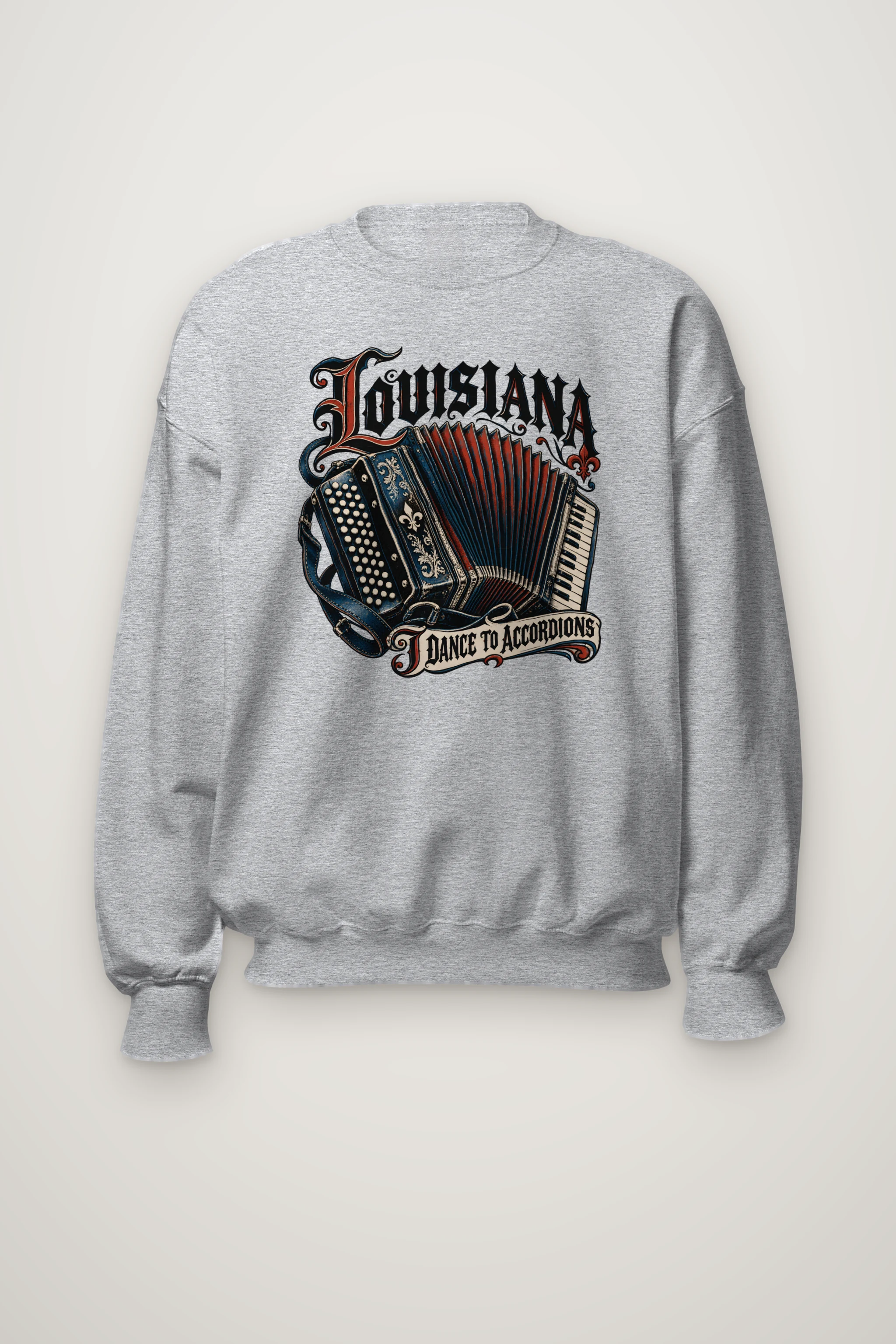 "Louisiana I Dance to Accordions" Heavy Blend Unisex Crewneck Sweatshirt