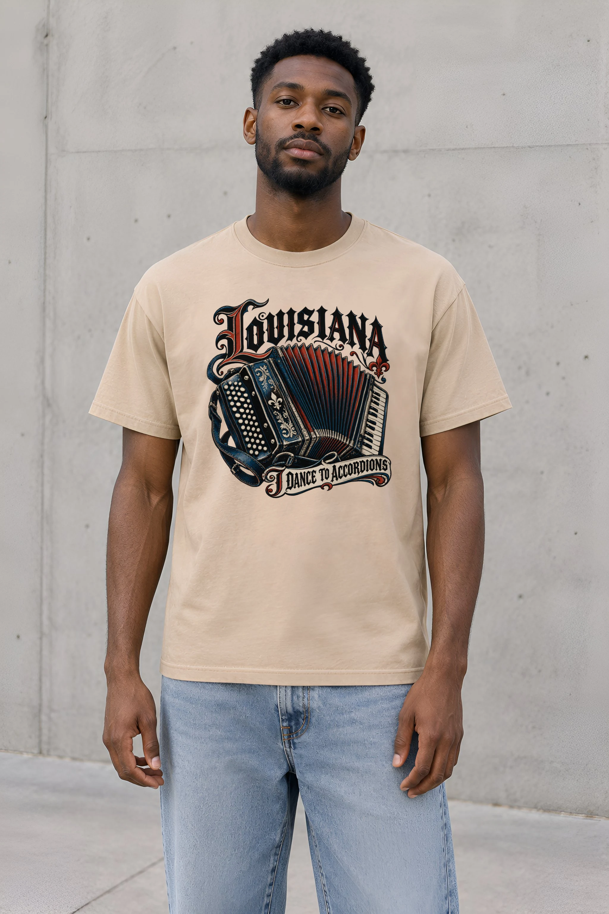 "Louisiana I Dance to Accordions" Heavyweight Unisex Crewneck T-shirt