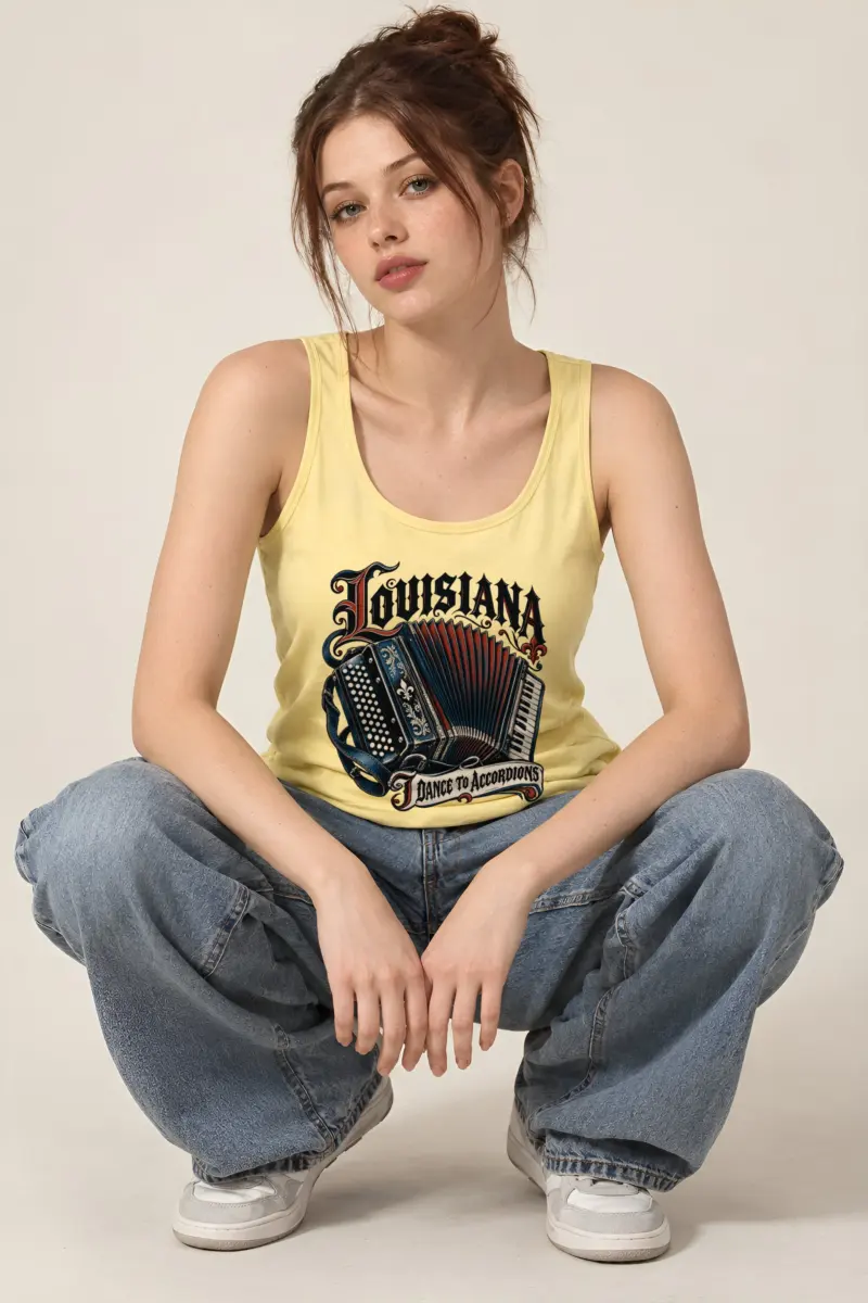 “Louisiana I Dance to Accordions” Unisex Jersey Tank