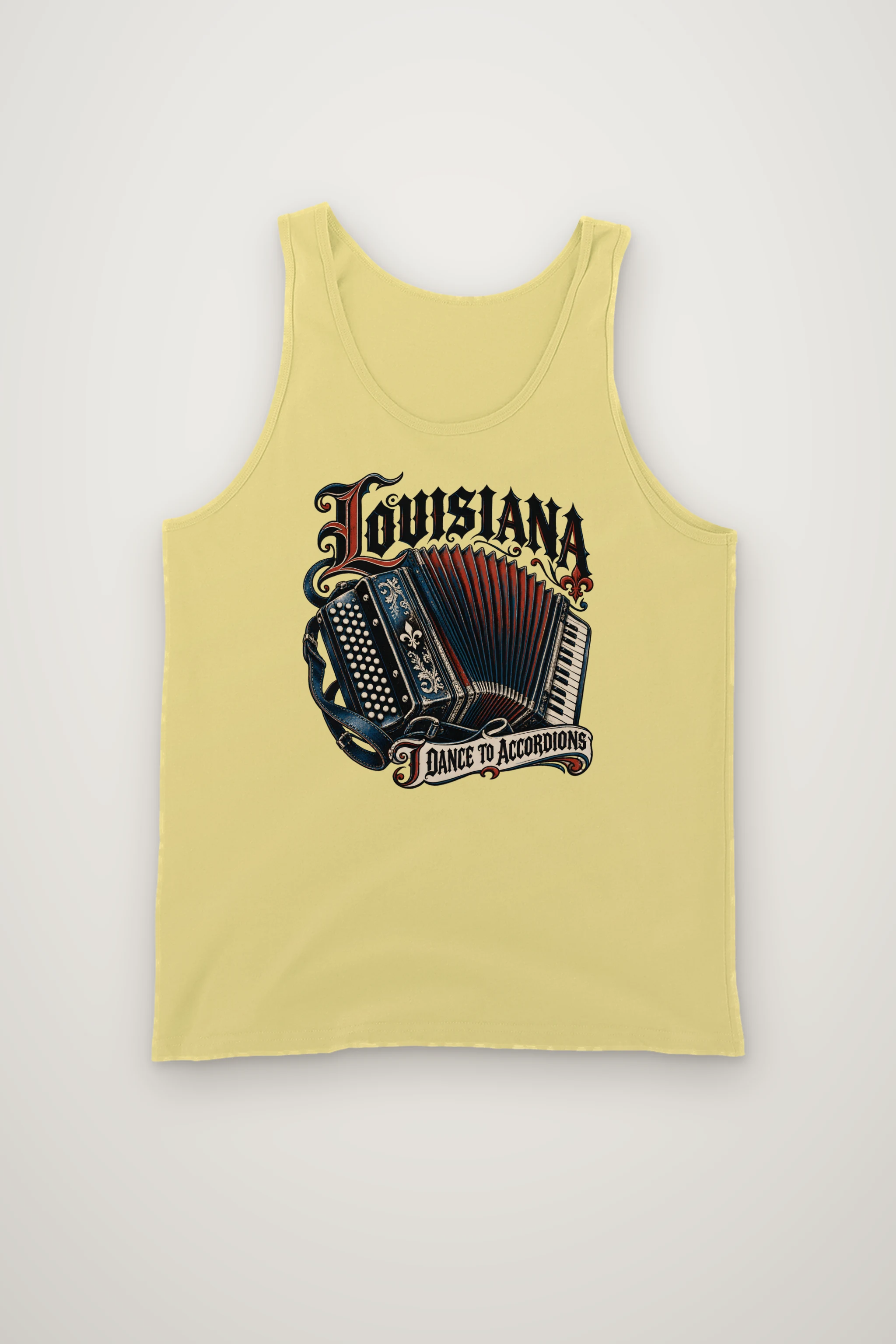 "Louisiana I Dance to Accordions" Unisex Jersey Tank