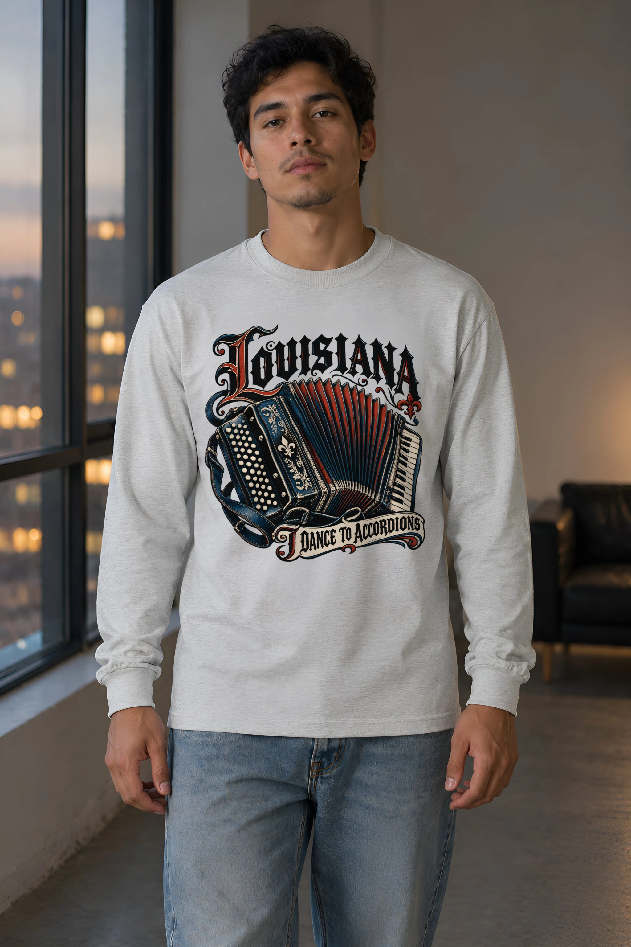 "Louisiana I Dance to Accordions" Unisex Longsleeve T-shirt