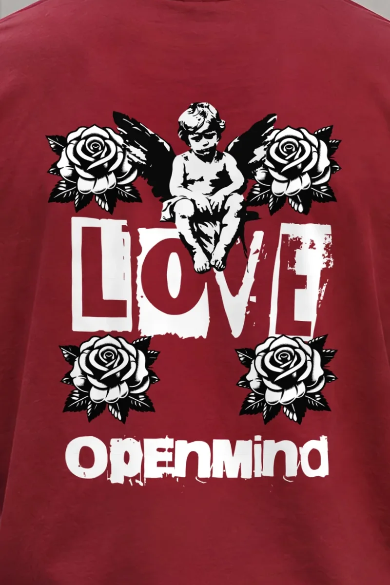 "Love Cherub" Unisex Longsleeve T-shirt - the graphic up close