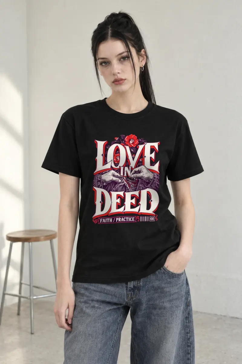 "Love In Deed" Heavyweight Unisex Crewneck T-shirt