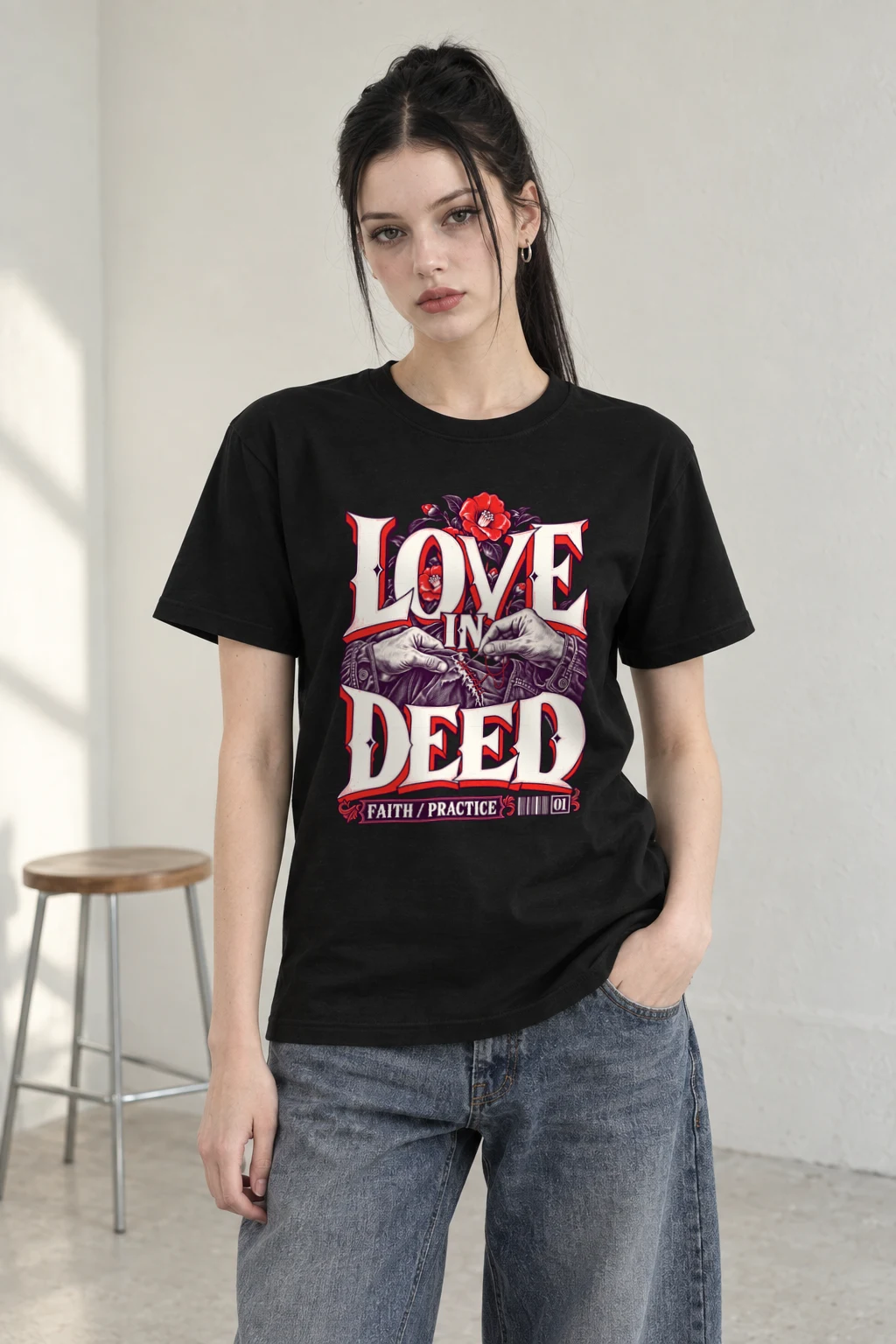 "Love In Deed" Heavyweight Unisex Crewneck T-shirt