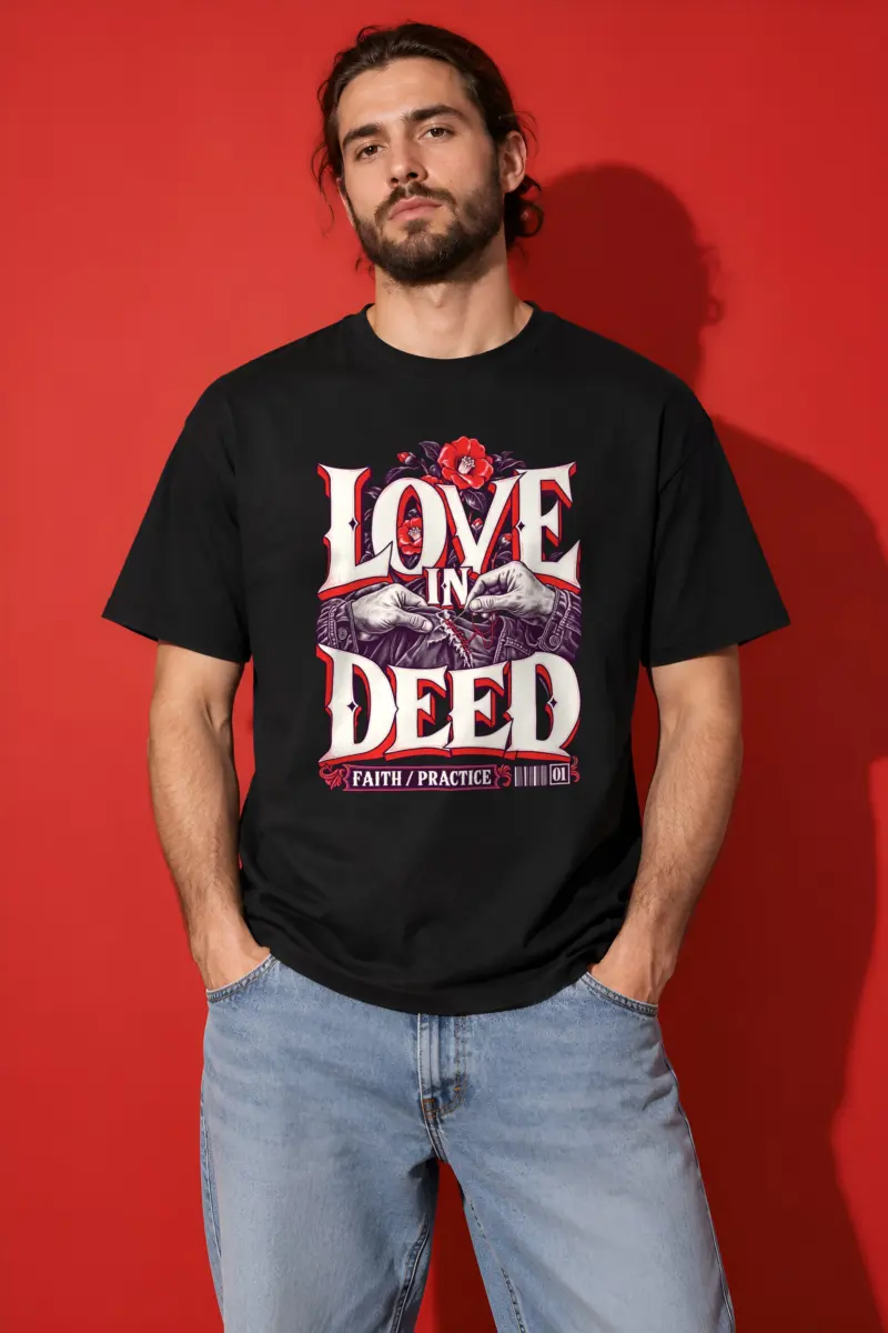 "Love In Deed" Heavyweight Unisex Crewneck T-shirt