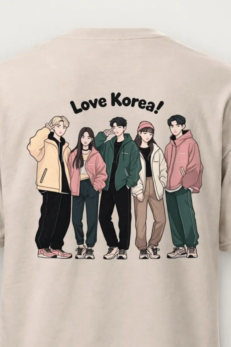 "Love Korea" Heavyweight Unisex Crewneck T-shirt