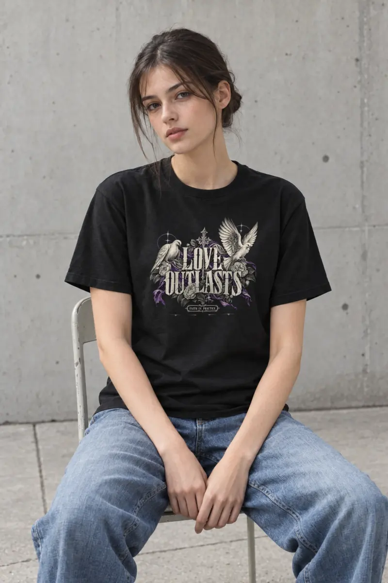 "Love Outlasts" Heavyweight Unisex Crewneck T-shirt