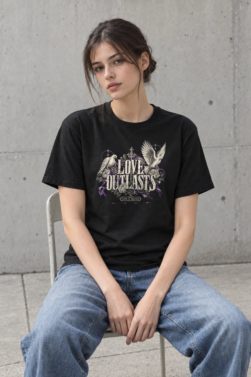 "Love Outlasts" Heavyweight Unisex Crewneck T-shirt
