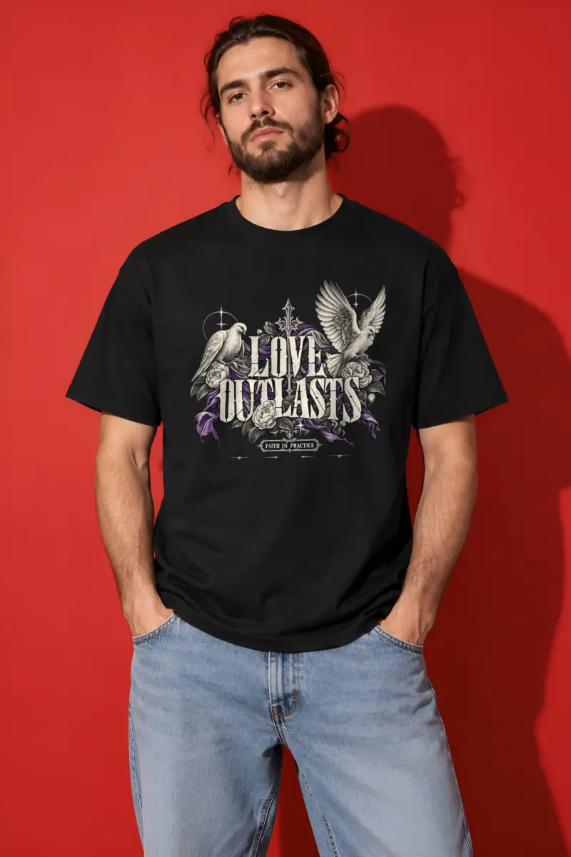 "Love Outlasts" Heavyweight Unisex Crewneck T-shirt