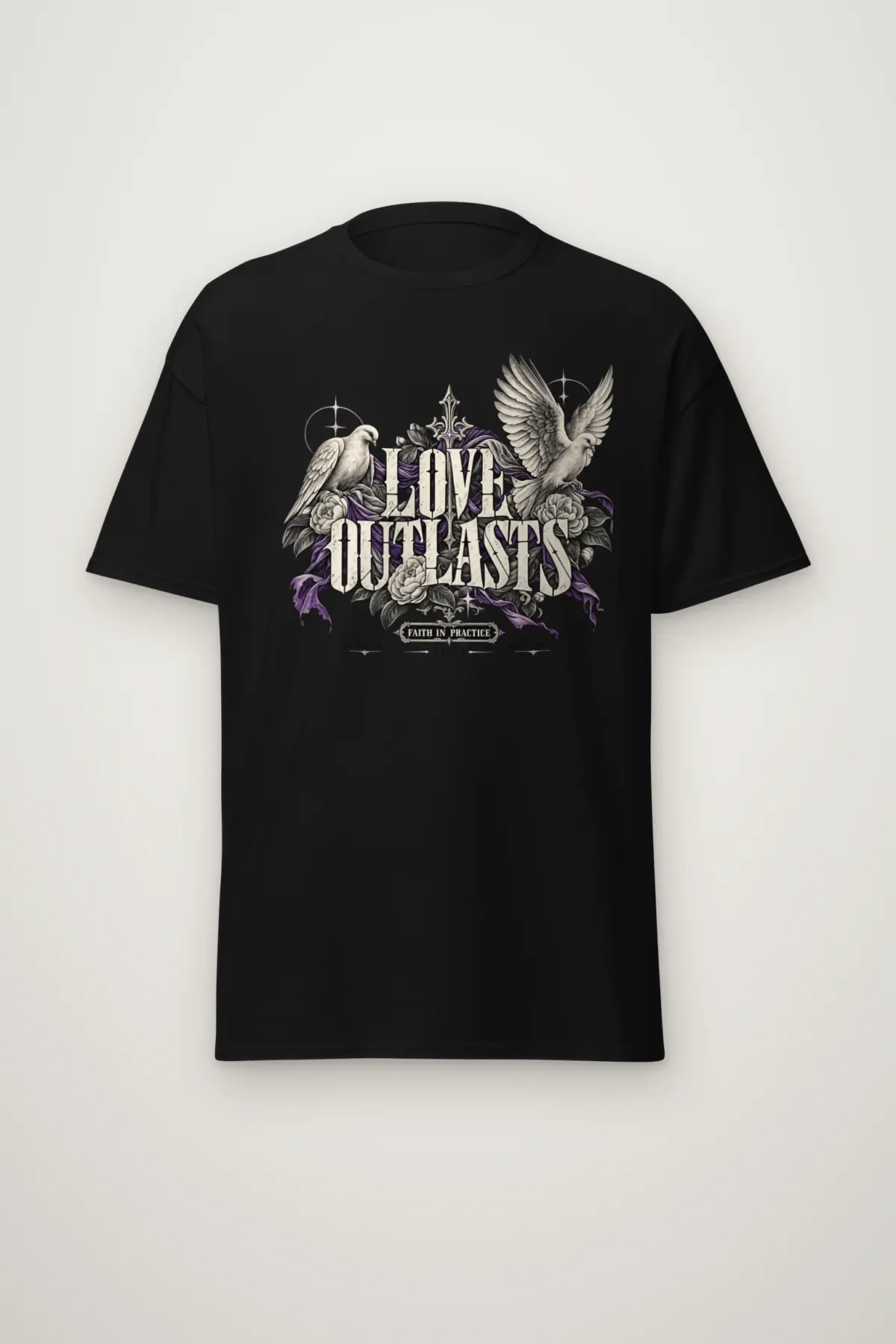 "Love Outlasts" Heavyweight Unisex Crewneck T-shirt