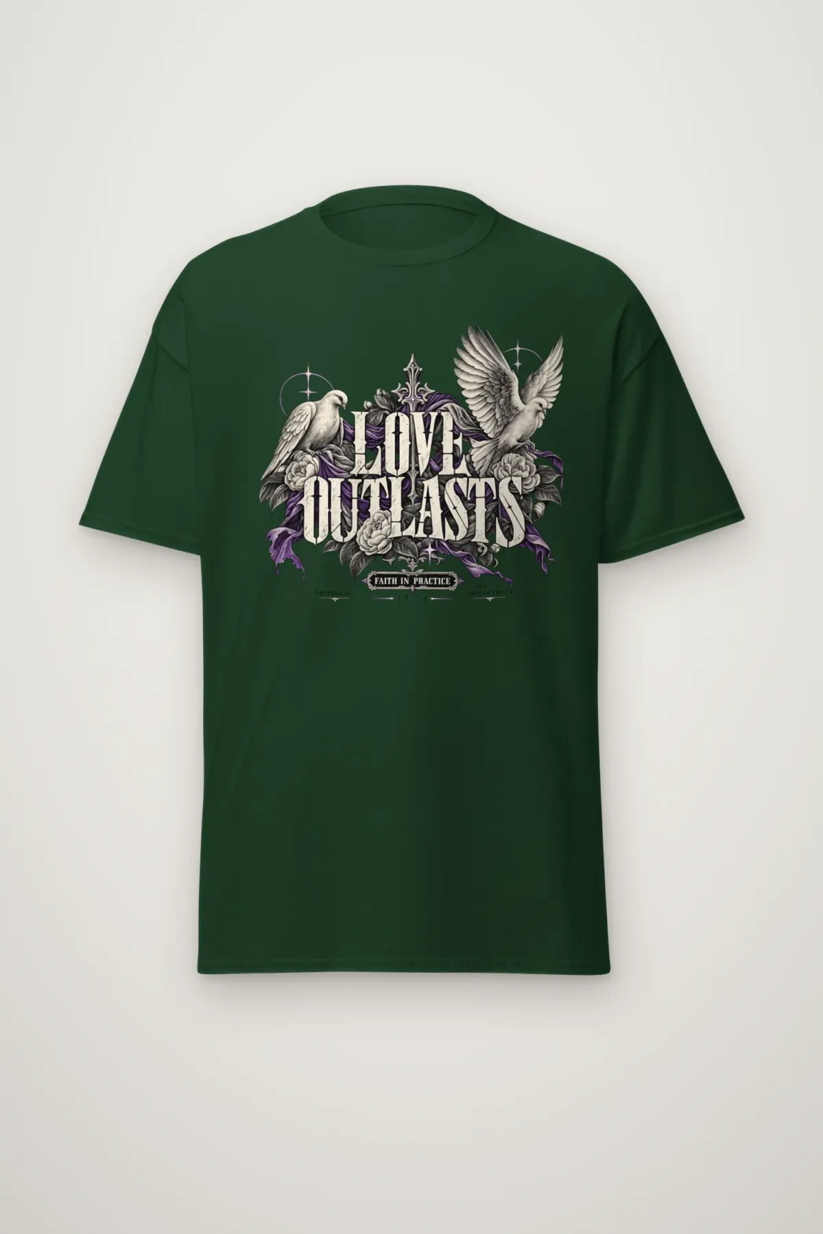 "Love Outlasts" Heavyweight Unisex Crewneck T-shirt