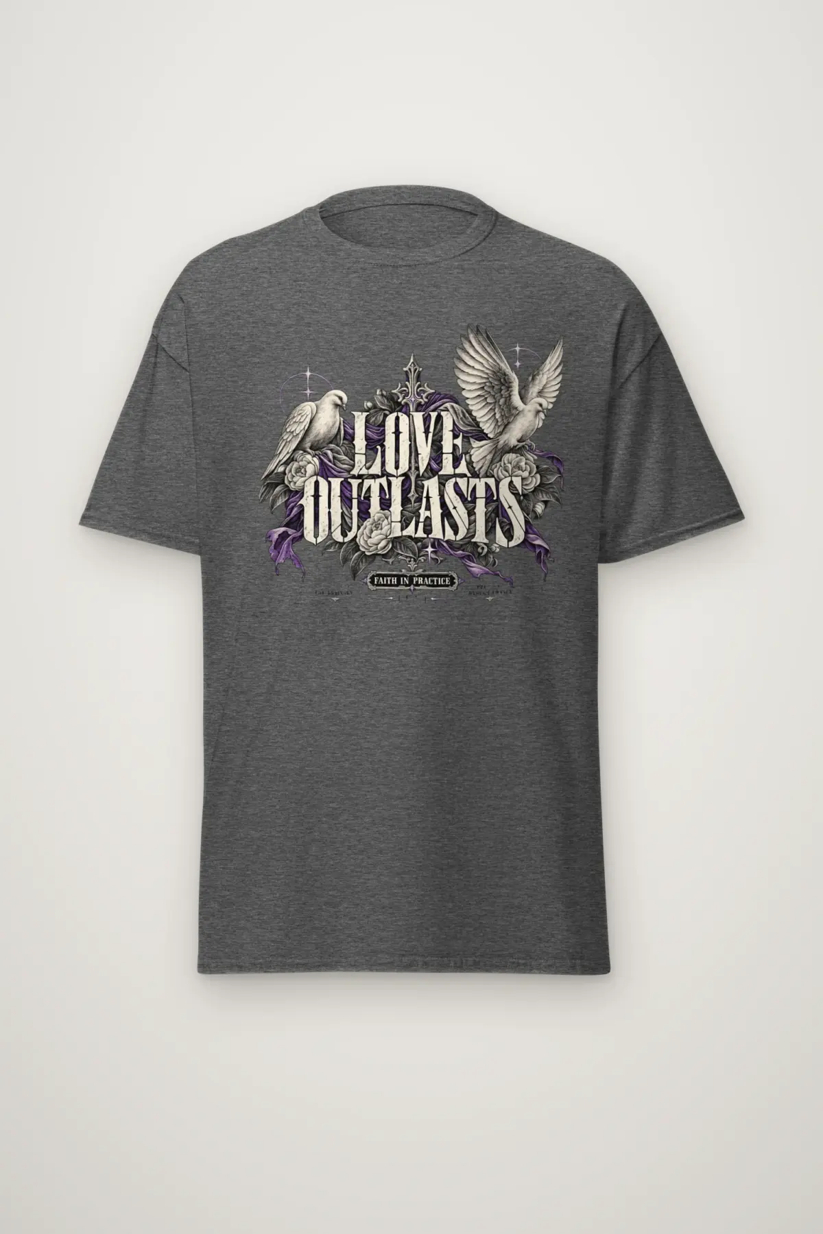 "Love Outlasts" Heavyweight Unisex Crewneck T-shirt