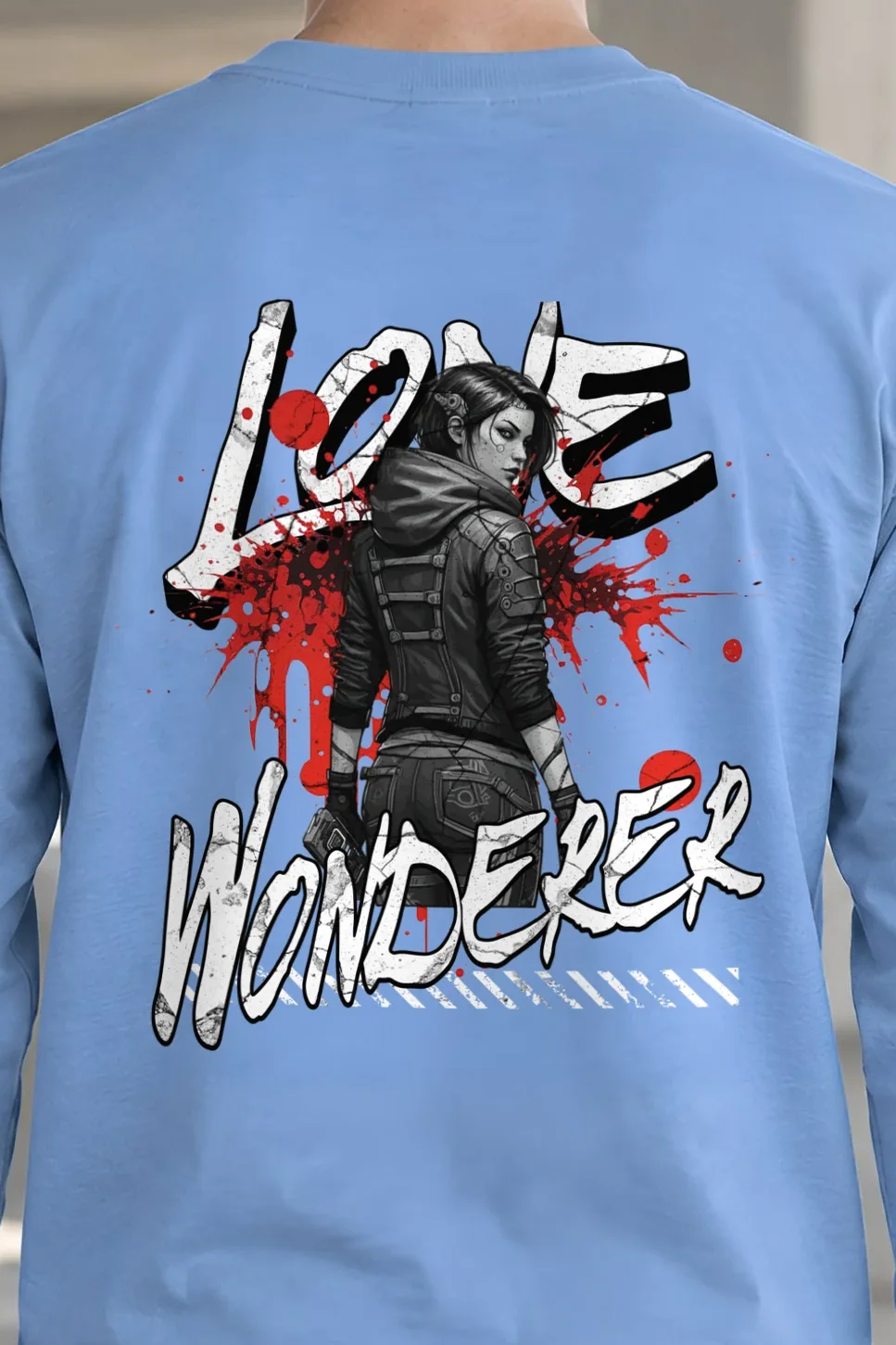 "Love Wonder Warrior" Unisex Longsleeve T-shirt - the graphic up close