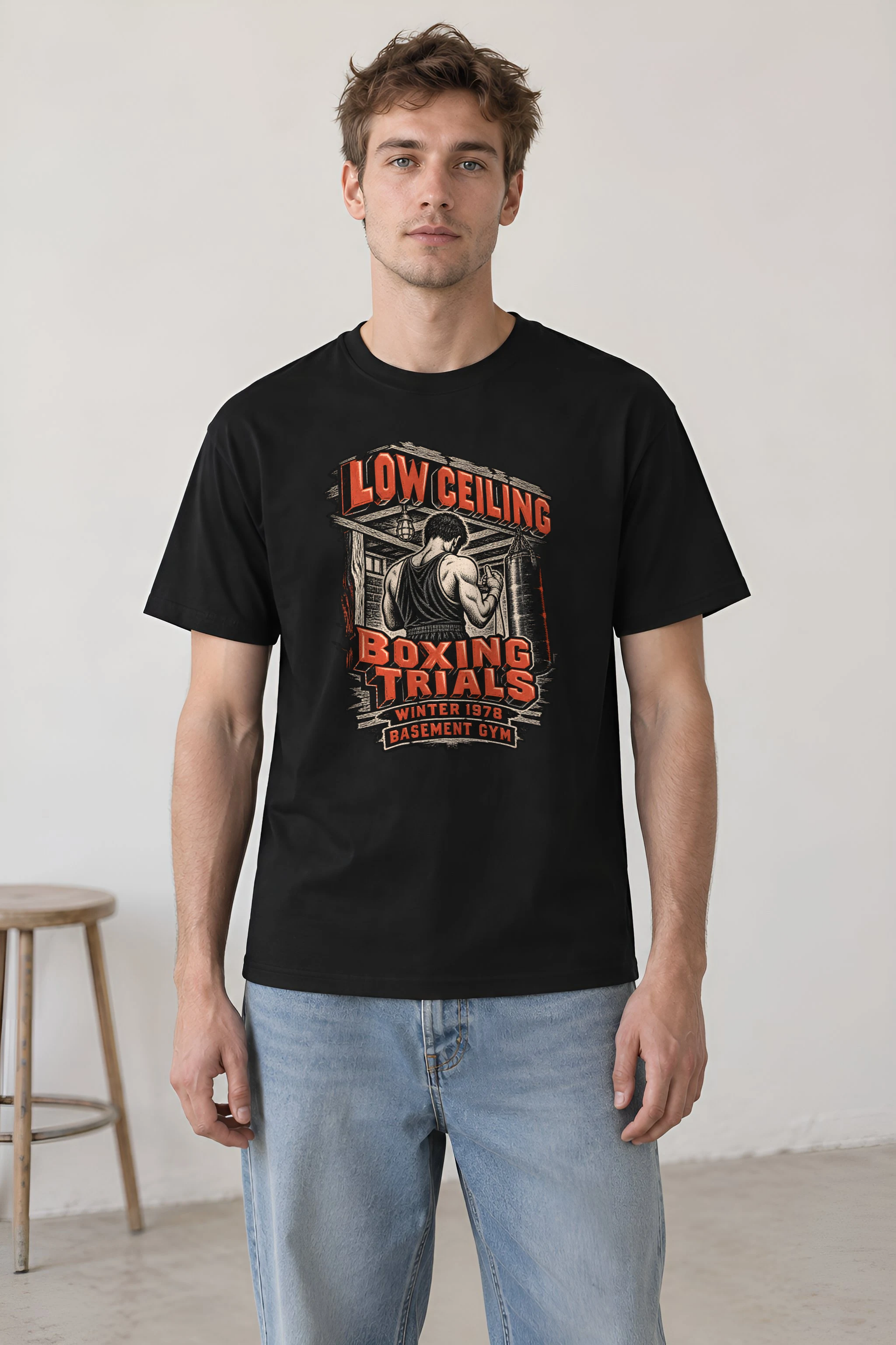 "Low Ceiling Boxing Trials" Heavyweight Unisex Crewneck T-shirt