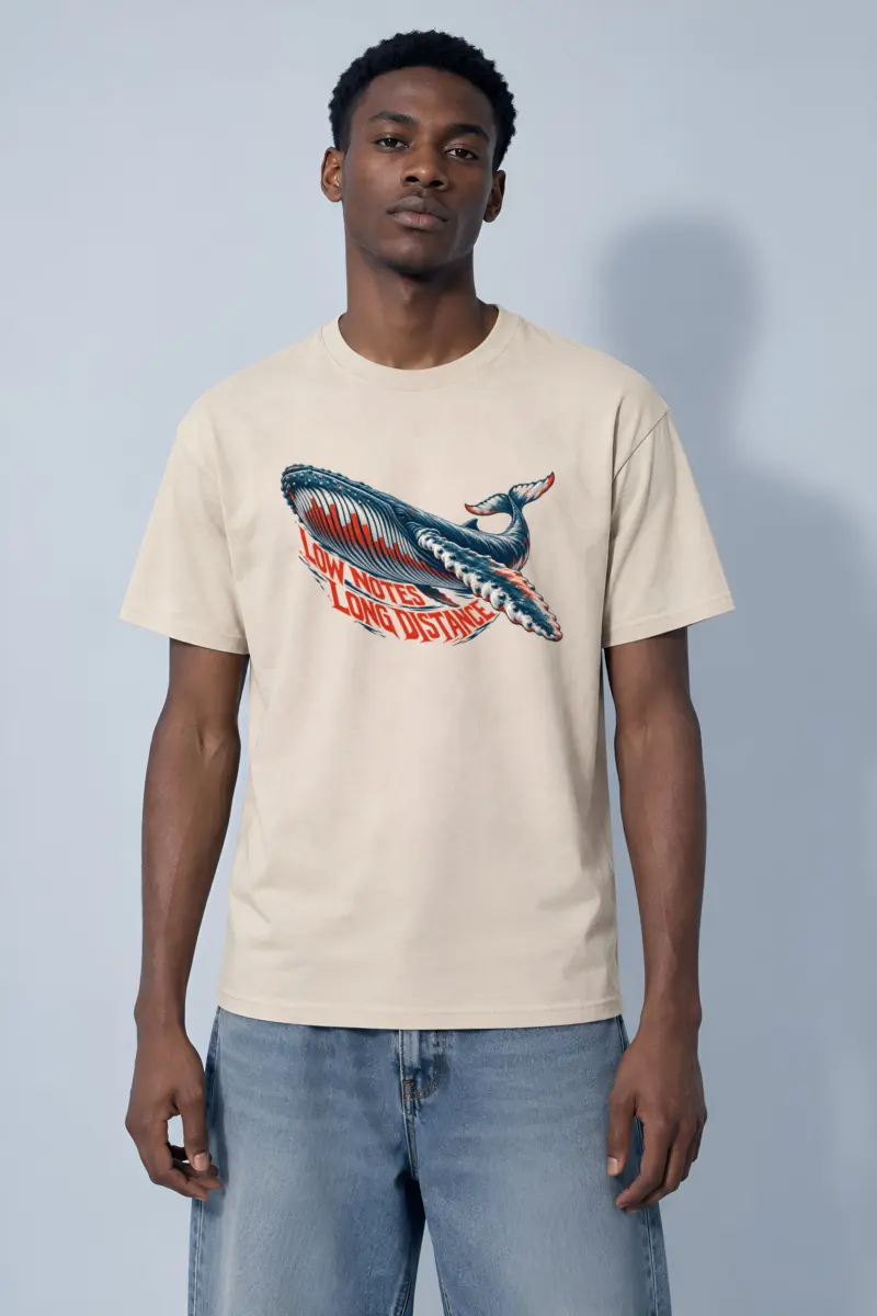 "Low Notes Long Distance" Heavyweight Unisex Crewneck T-shirt